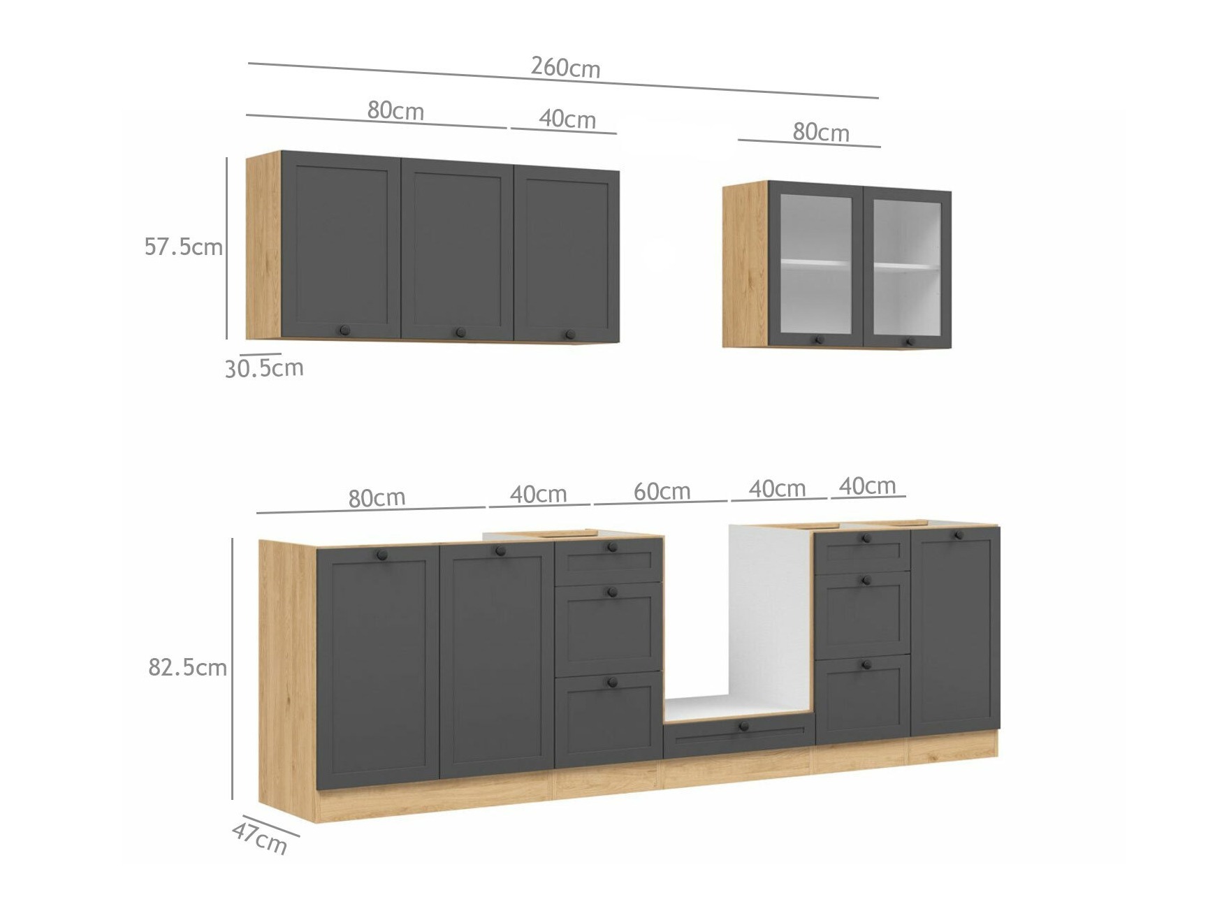 Conjunto de cocina modular Classic Grey Oak 118