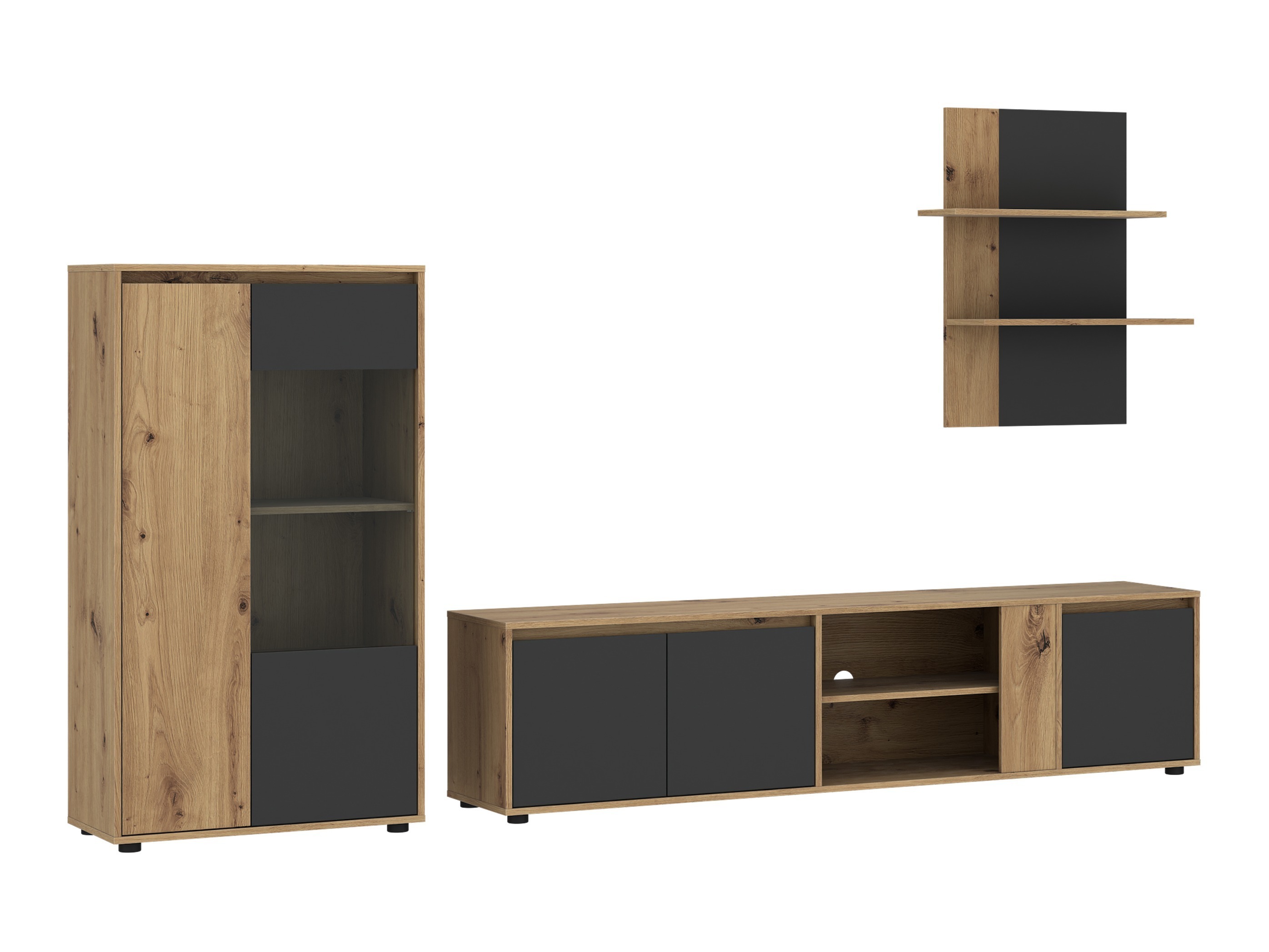 Conjunto de salón Ontario 226 (Antracita + Roble Artisan)