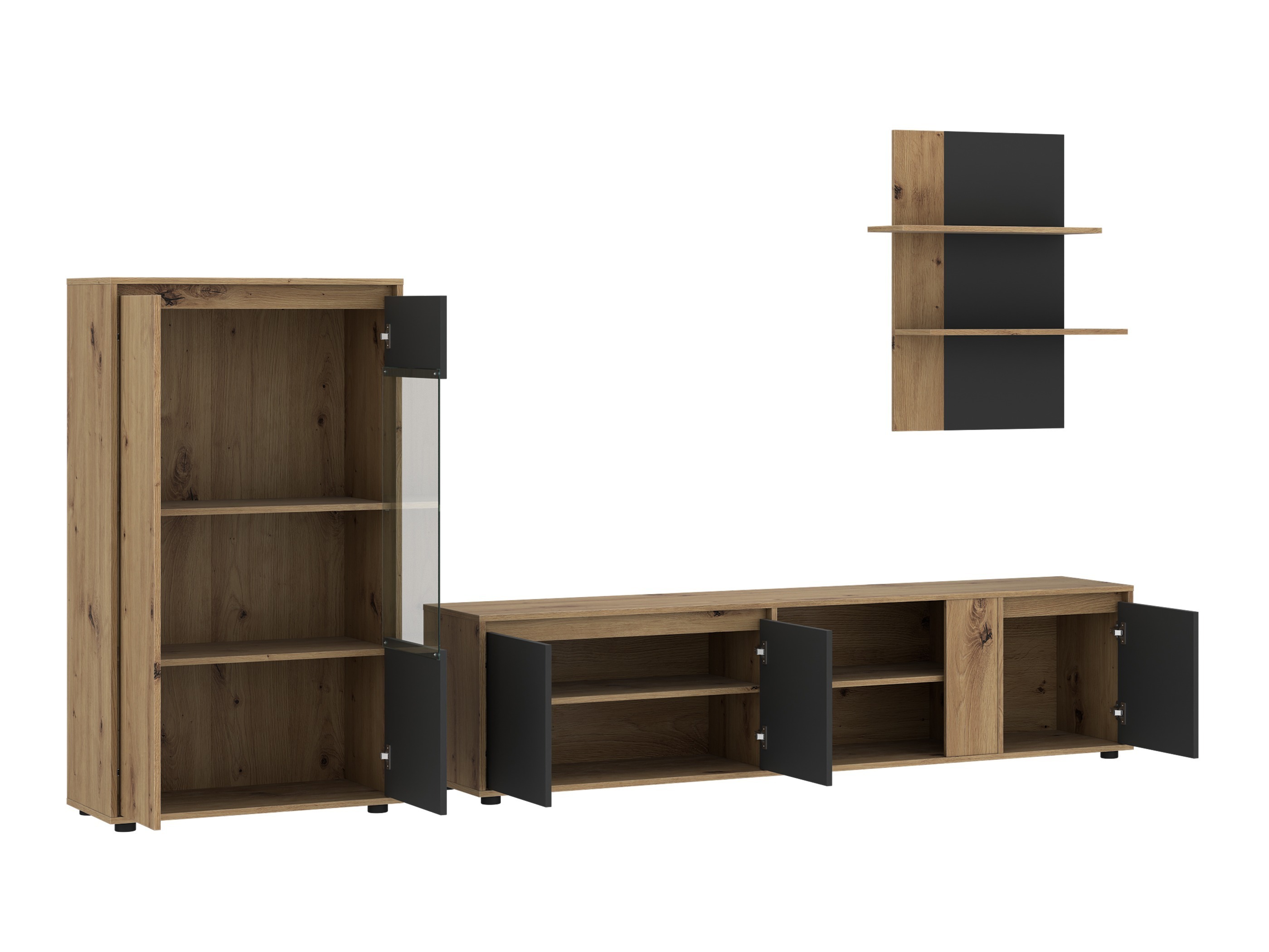 Conjunto de salón Ontario 226 (Antracita + Roble Artisan)