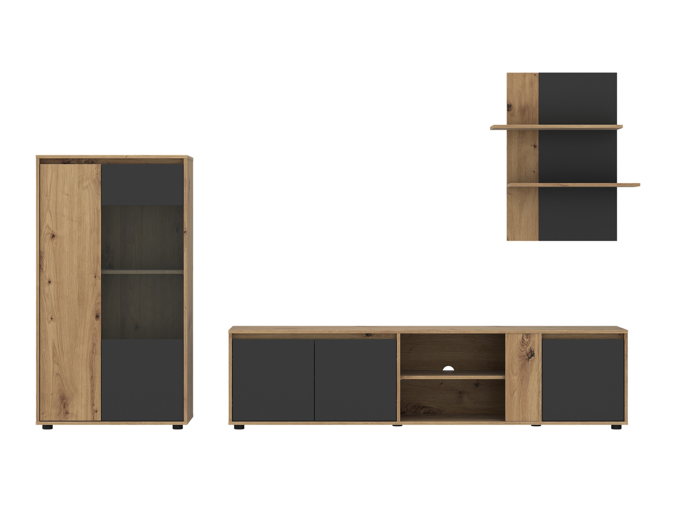 Conjunto de salón Ontario 226 (Antracita + Roble Artisan)