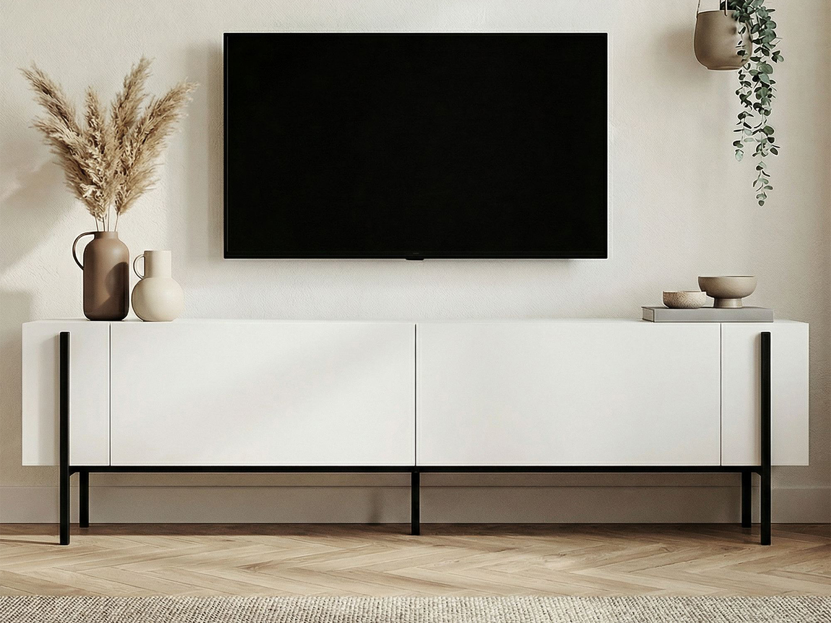 Mueble TV Novato 154 (Blanco + Negro)