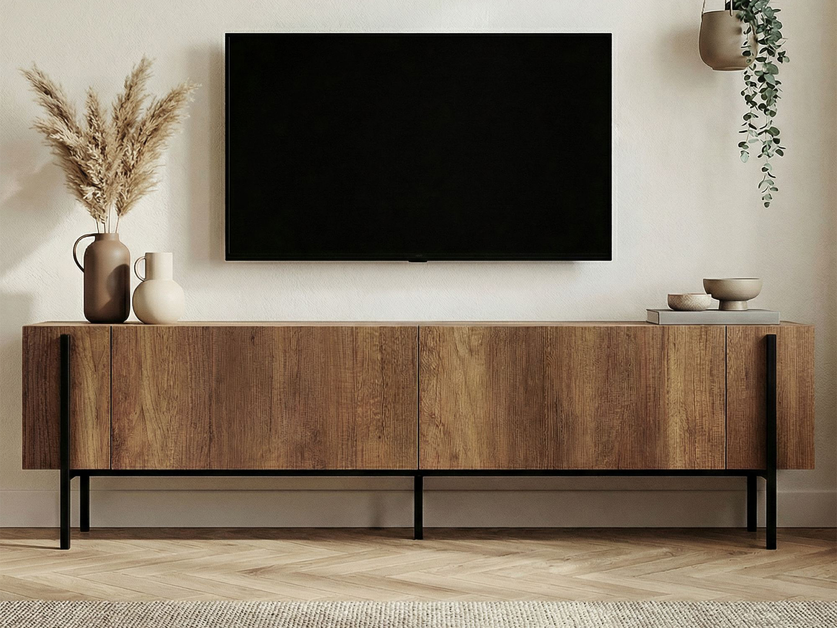 Mueble TV Novato 154 (Negro + Nogal)