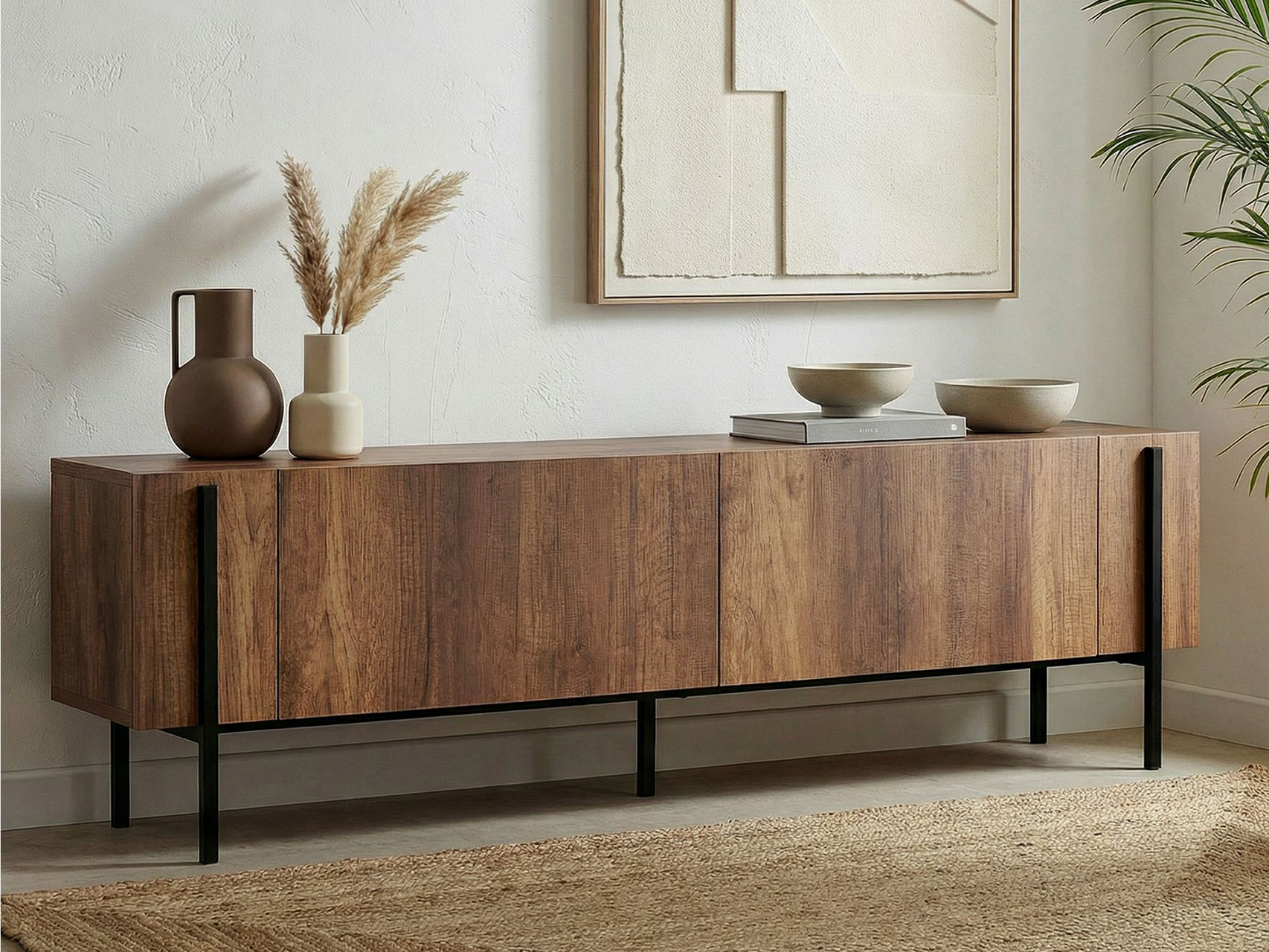 Mueble TV Novato 154 (Negro + Nogal)