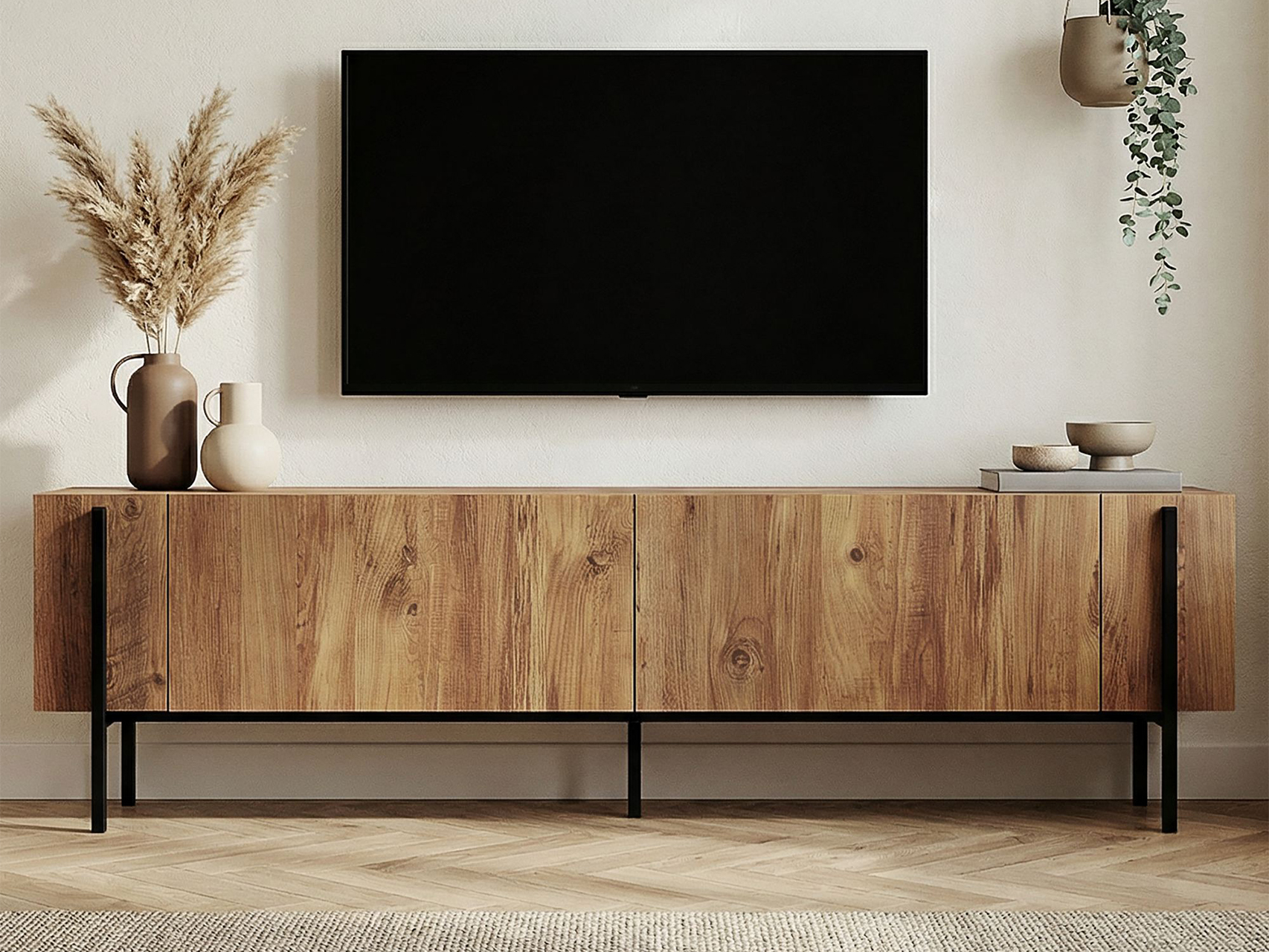 Mueble TV Novato 154 (Negro + Pino)