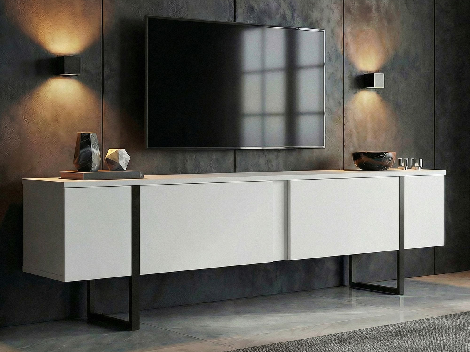 Mueble TV Novato 156 (Blanco + Negro)