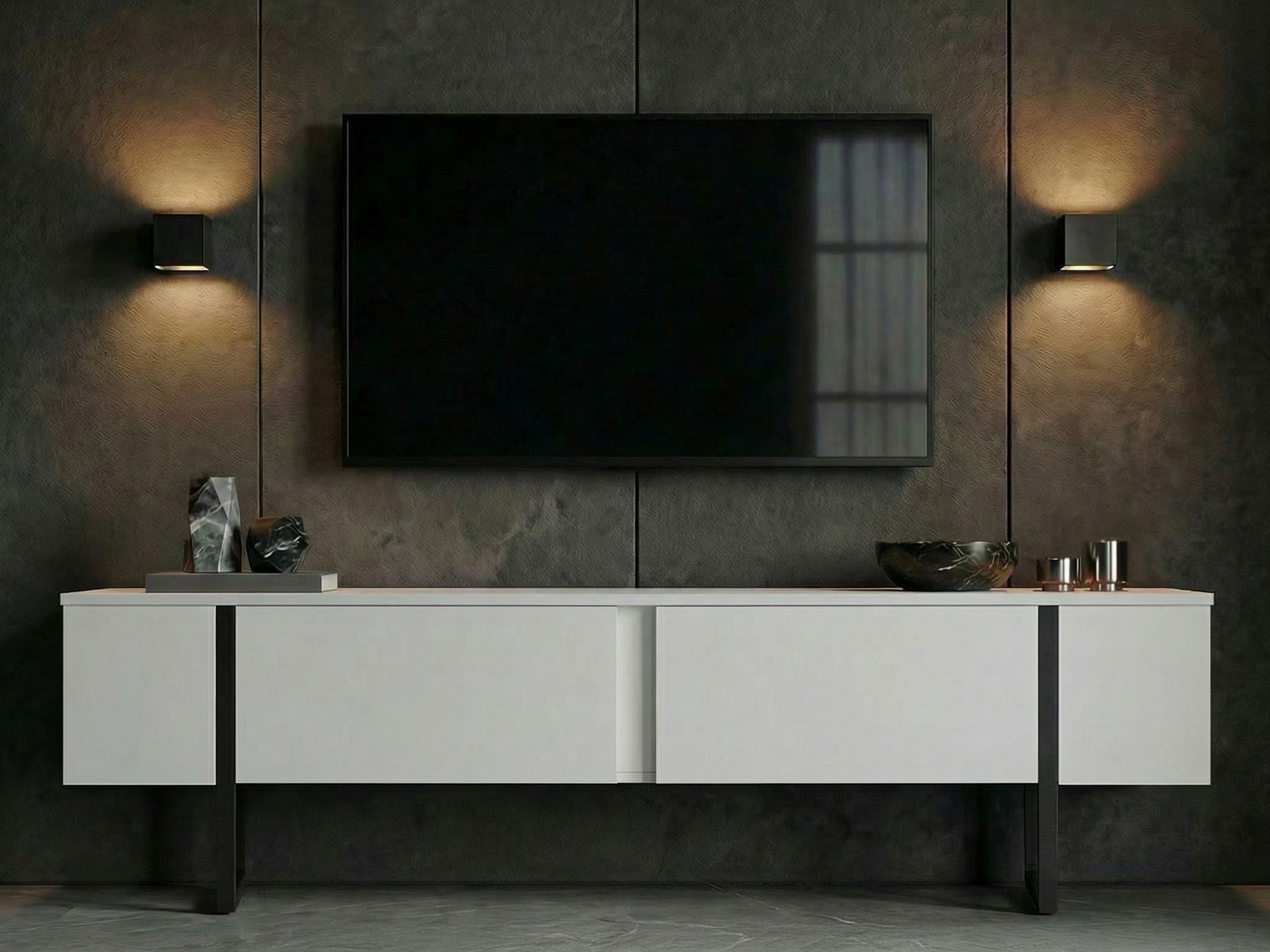 Mueble TV Novato 156 (Blanco + Negro)