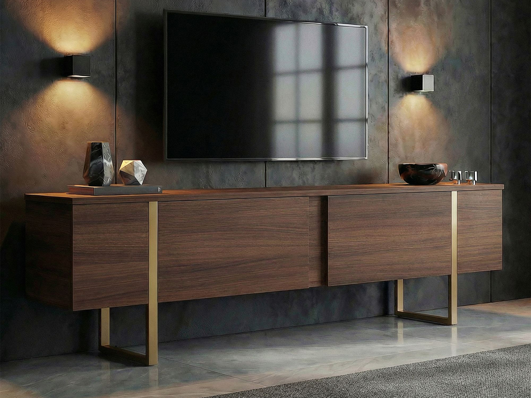 Mueble TV Novato 156 (Dorado + Nogal)