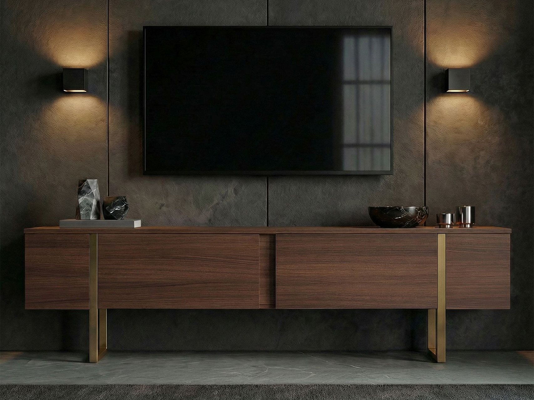 Mueble TV Novato 156 (Dorado + Nogal)
