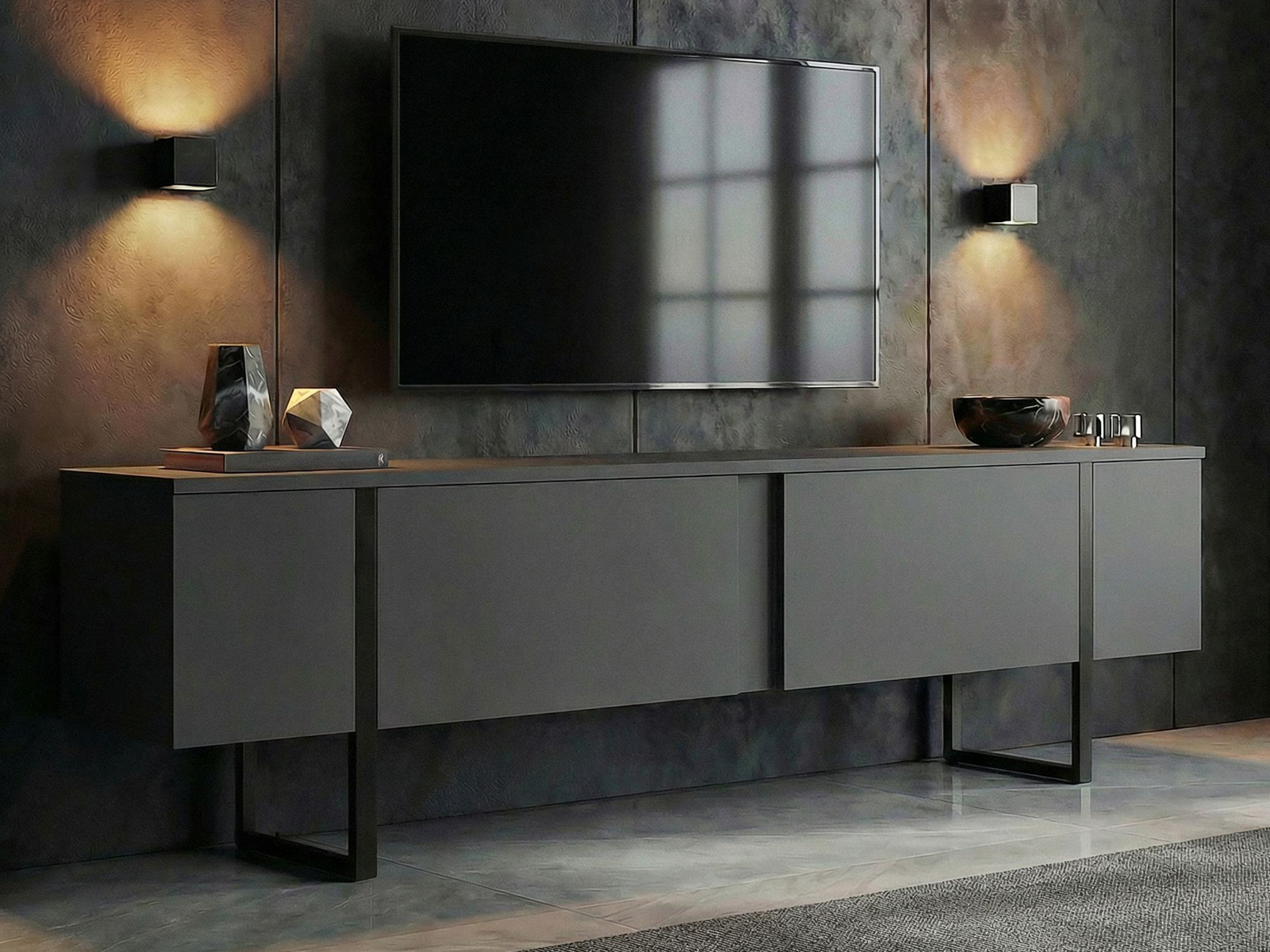 Mueble TV Novato 156 (Negro + Antracita)