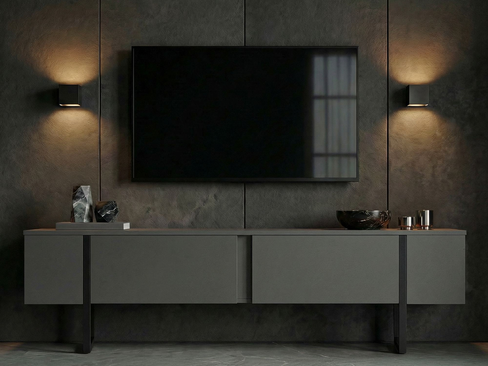 Mueble TV Novato 156 (Negro + Antracita)