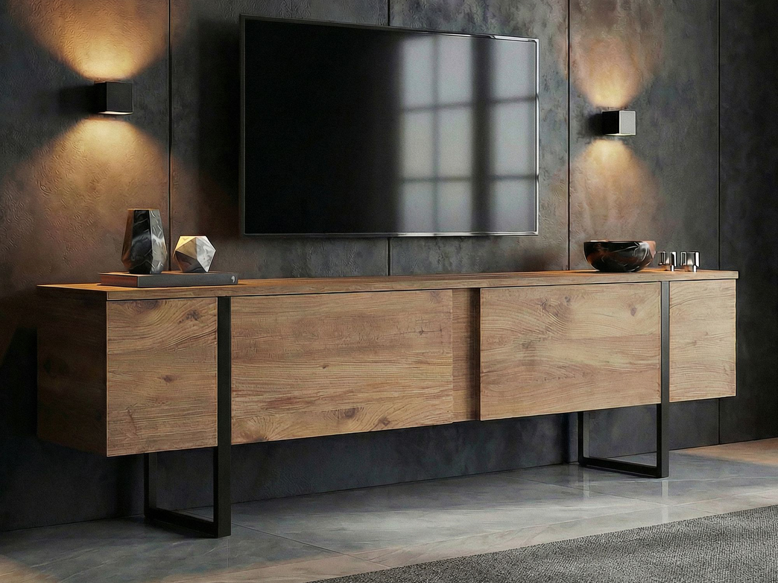 Mueble TV Novato 156 (Negro + Pino)