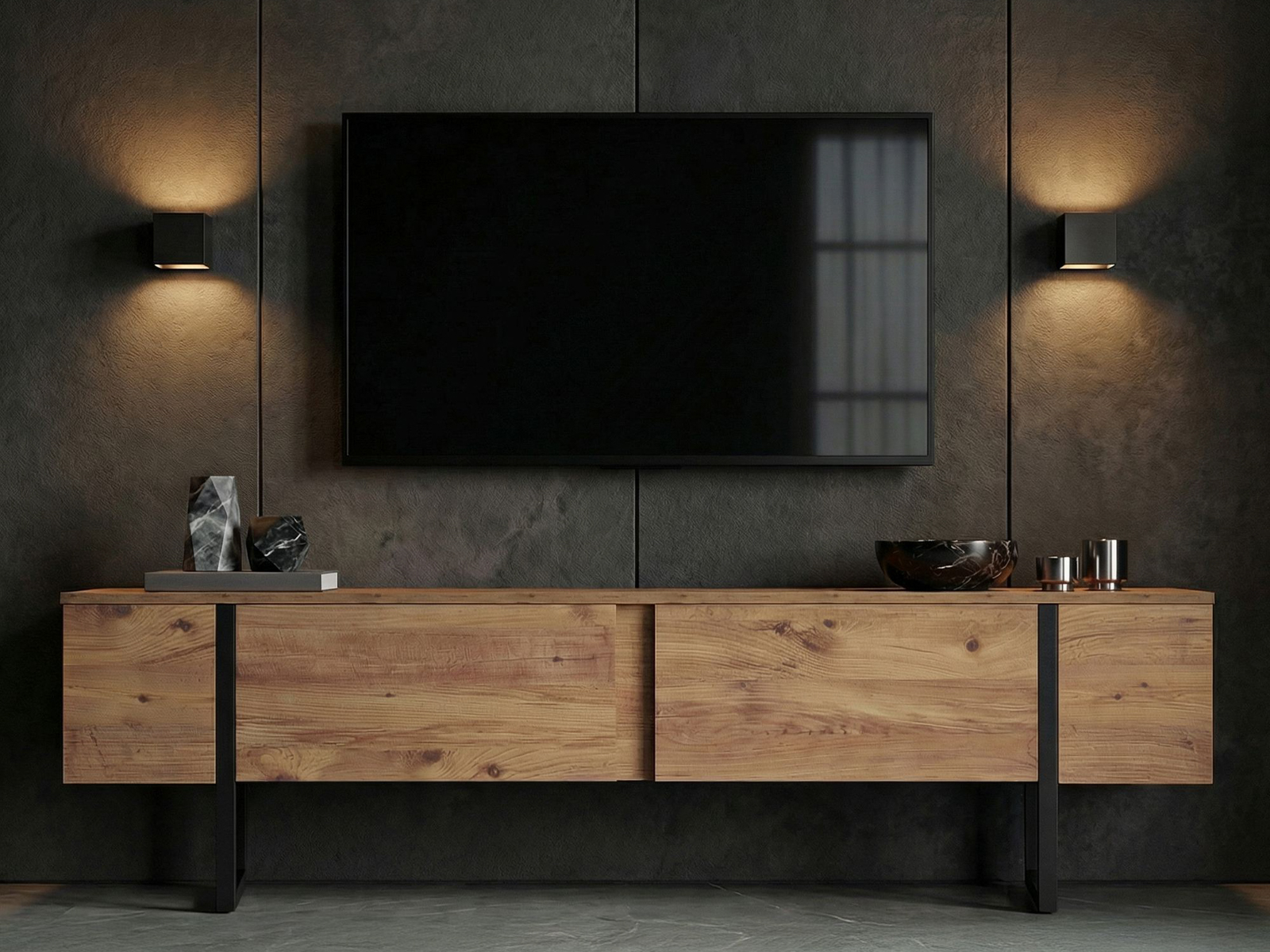 Mueble TV Novato 156 (Negro + Pino)