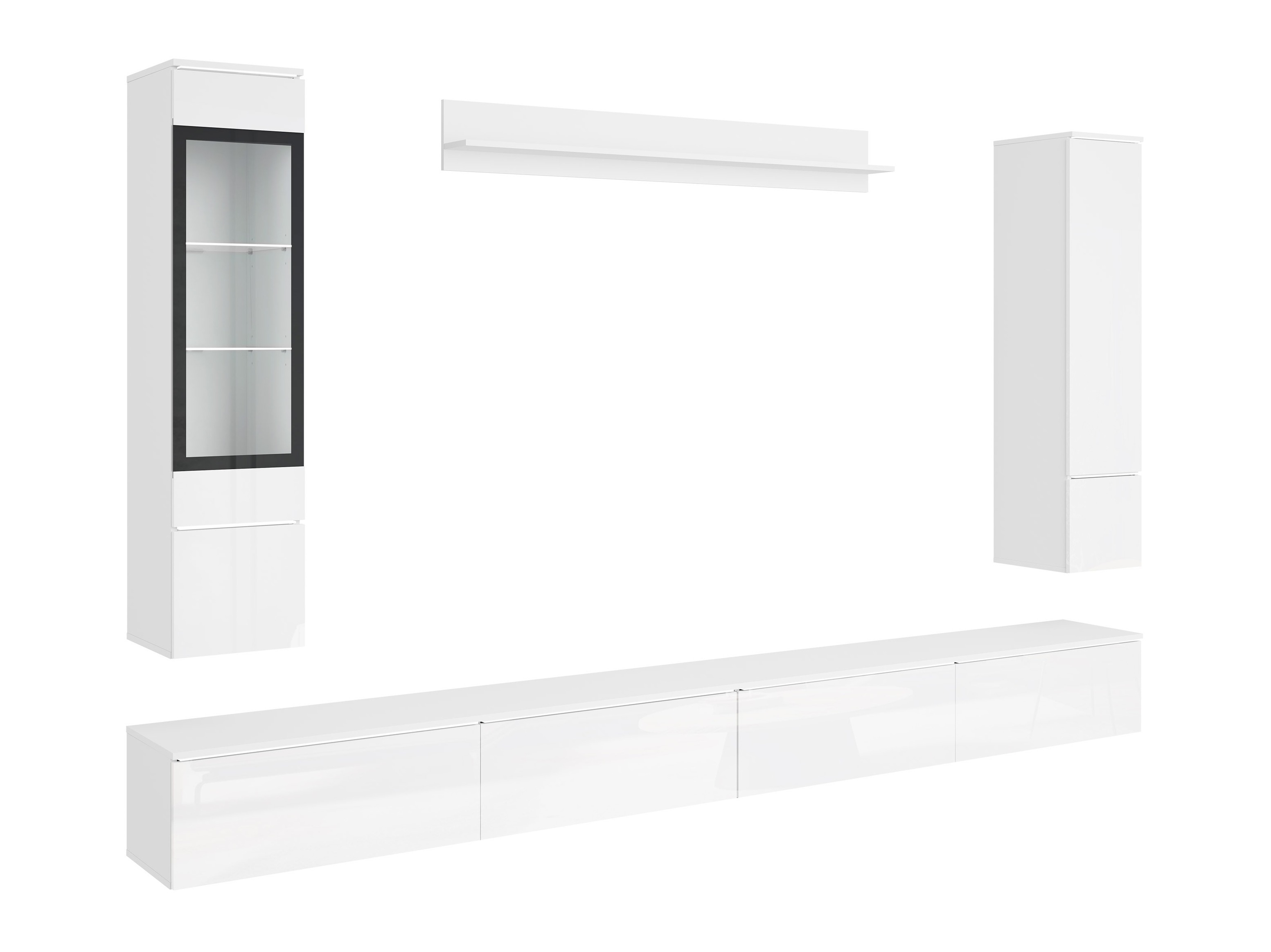 Conjunto de salón Mirfivo 110 (Blanco + Blanco brillante)