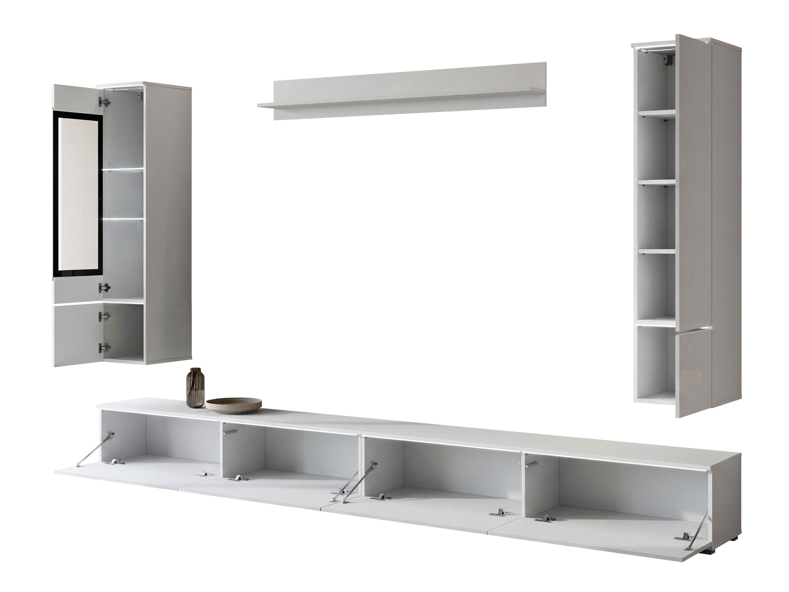Conjunto de salón Mirfivo 110 (Blanco + Blanco brillante)