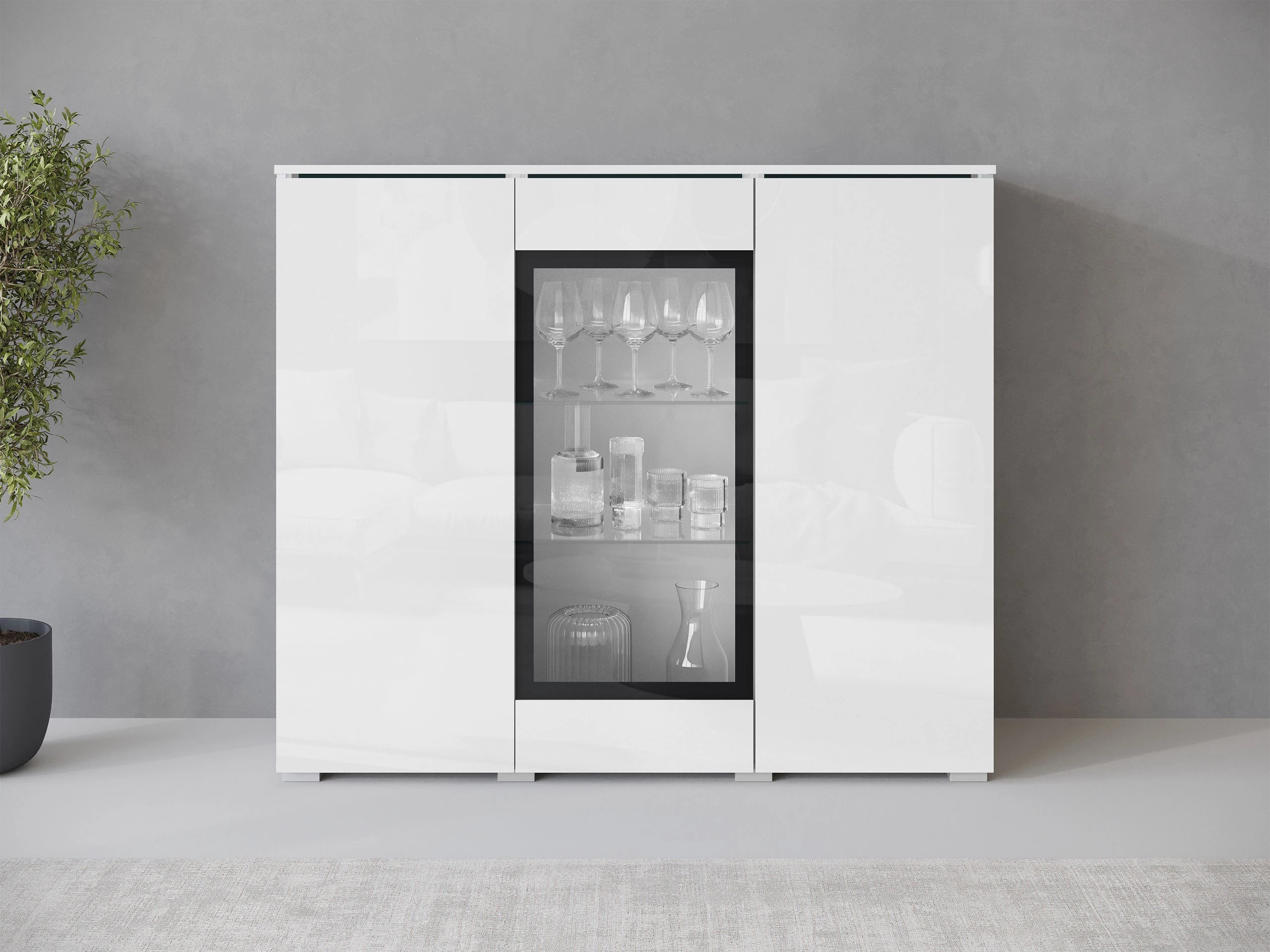 Aparador Mirfivo 103 (Blanco + Blanco brillante)