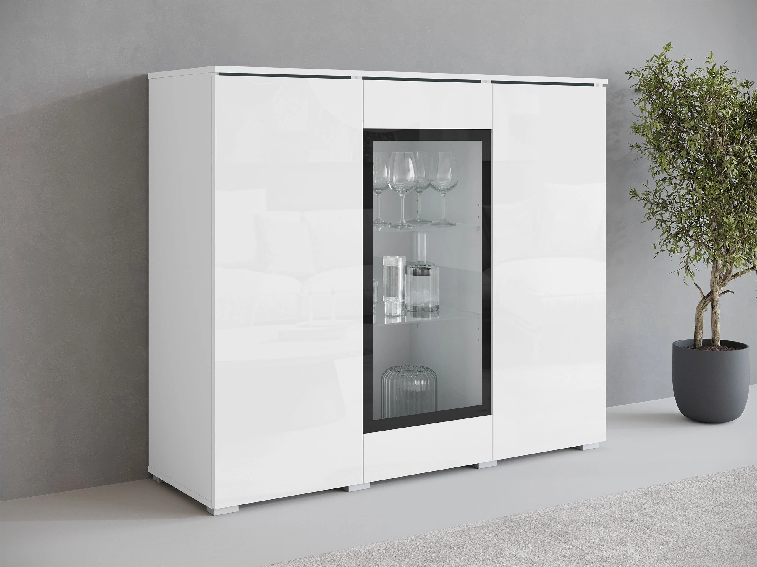 Aparador Mirfivo 103 (Blanco + Blanco brillante)