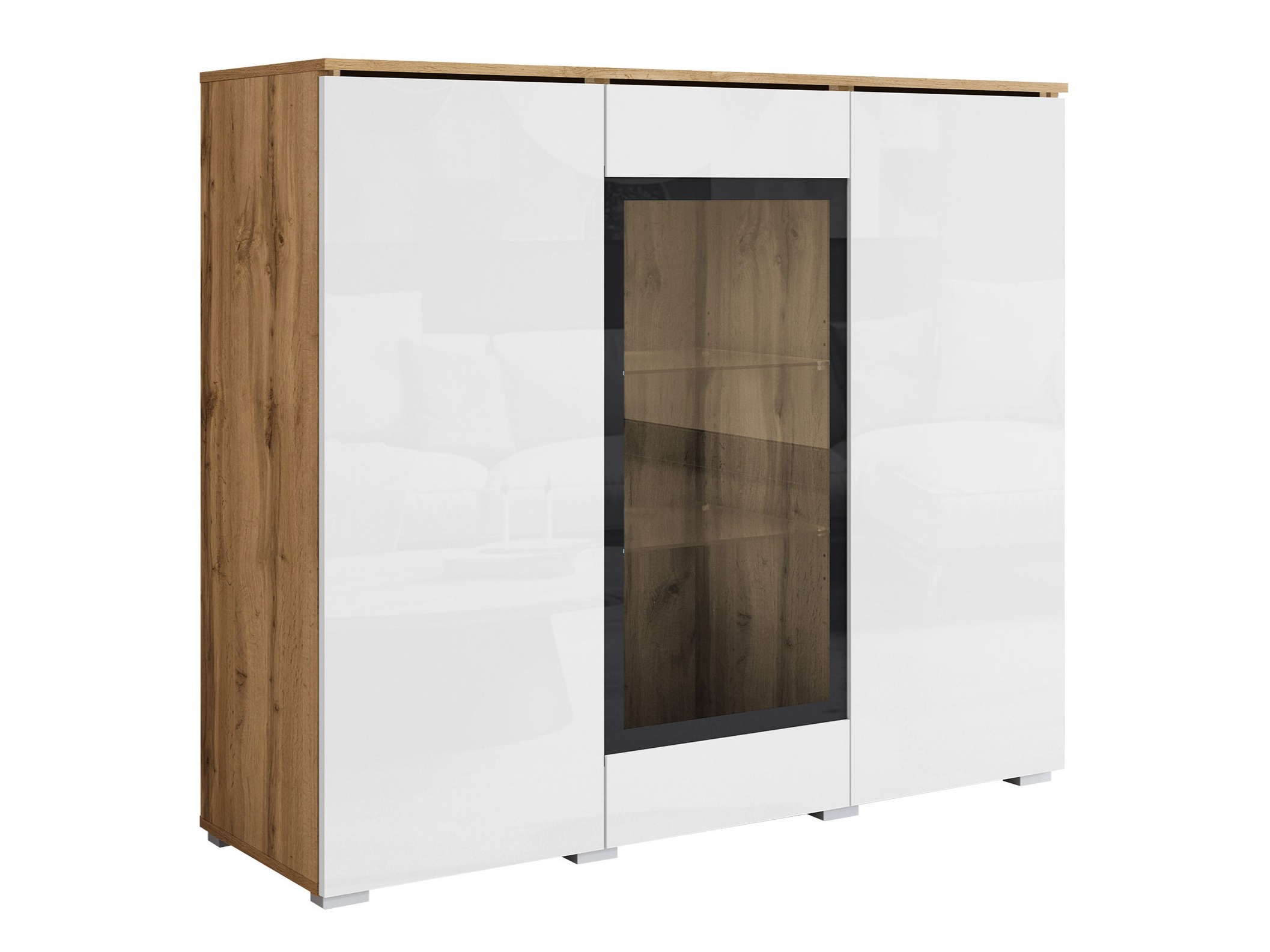 Aparador Mirfivo 103 (Roble wotan + Blanco brillante)
