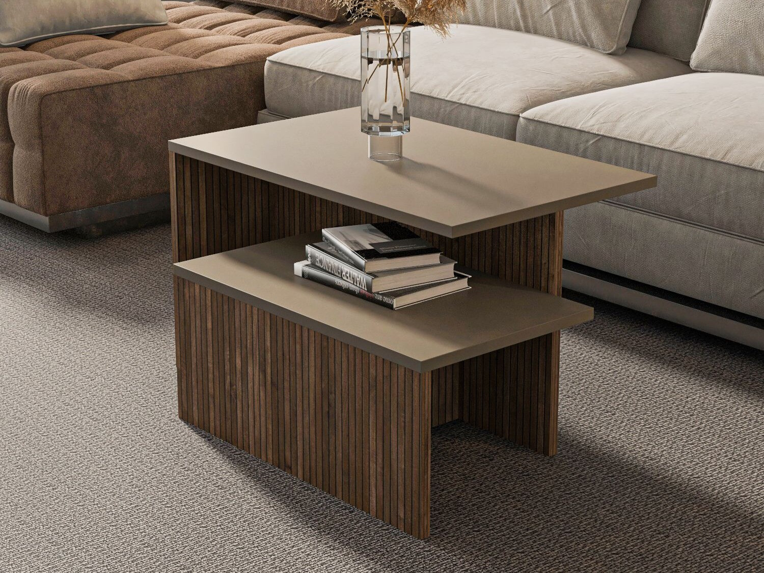 Conjunto mesa de centro Kailua 2750 (Roble + Taupe)