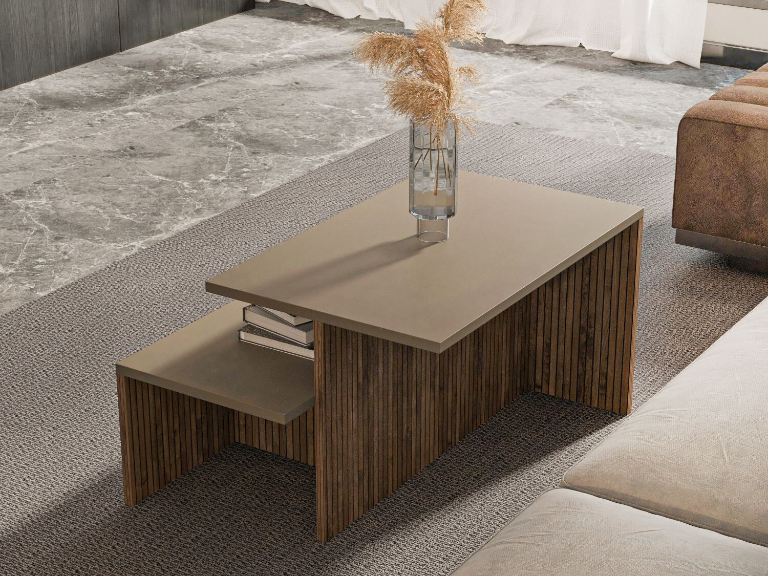 Conjunto mesa de centro Kailua 2750 (Roble + Taupe)