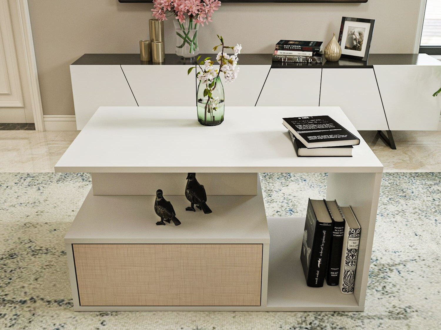 Mesa de centro Kailua 2747 (Blanco + Beige)