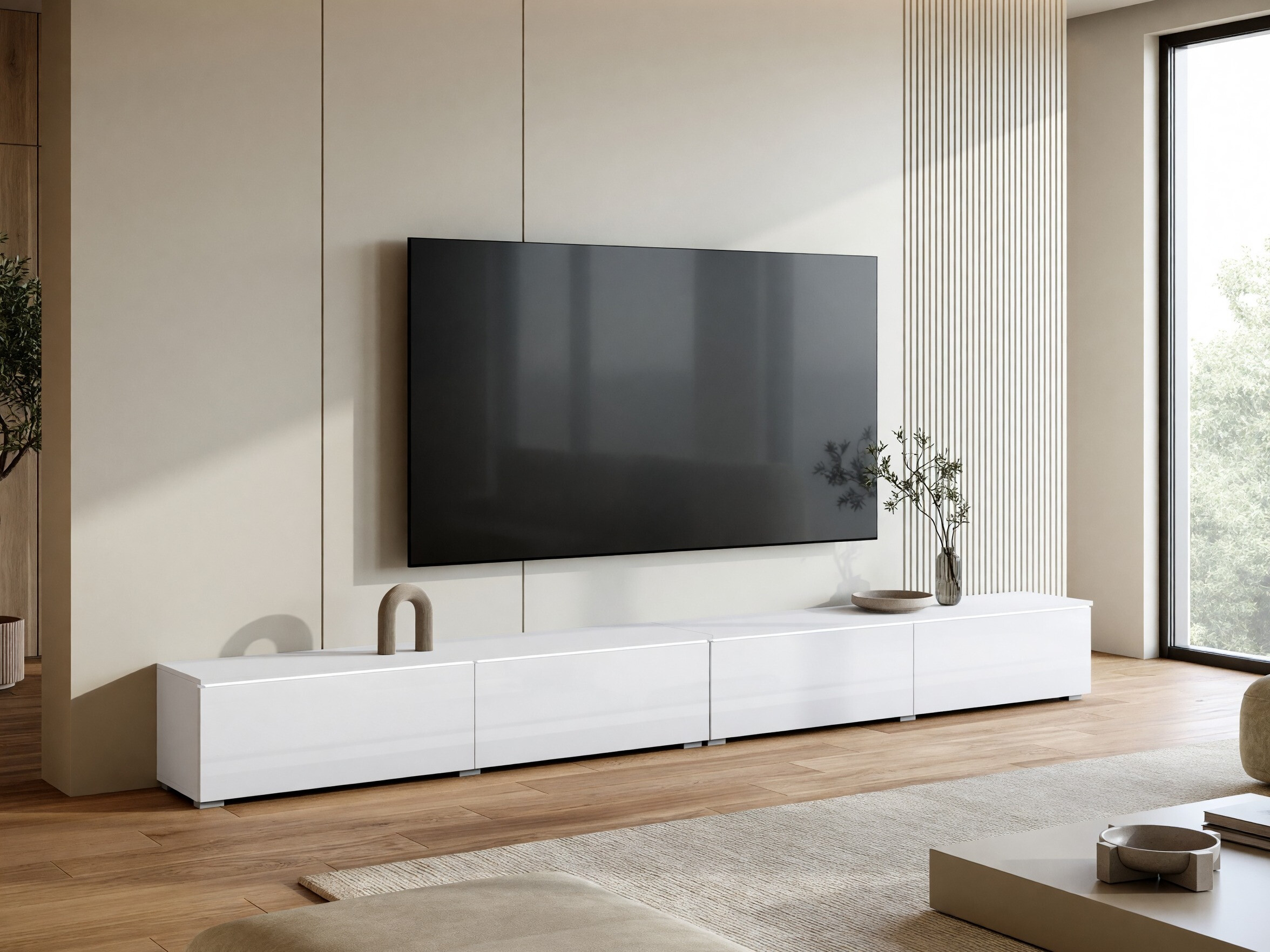 Mueble TV Sarasota 199 (Blanco + Blanco brillante)