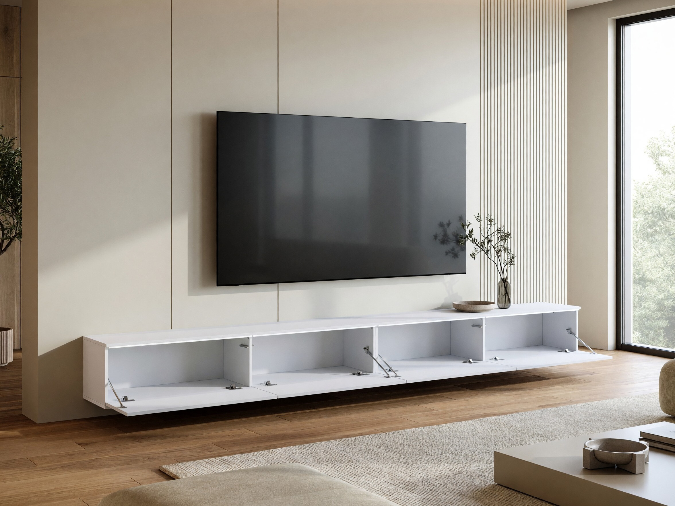Mueble TV Sarasota 199 (Blanco + Blanco brillante)