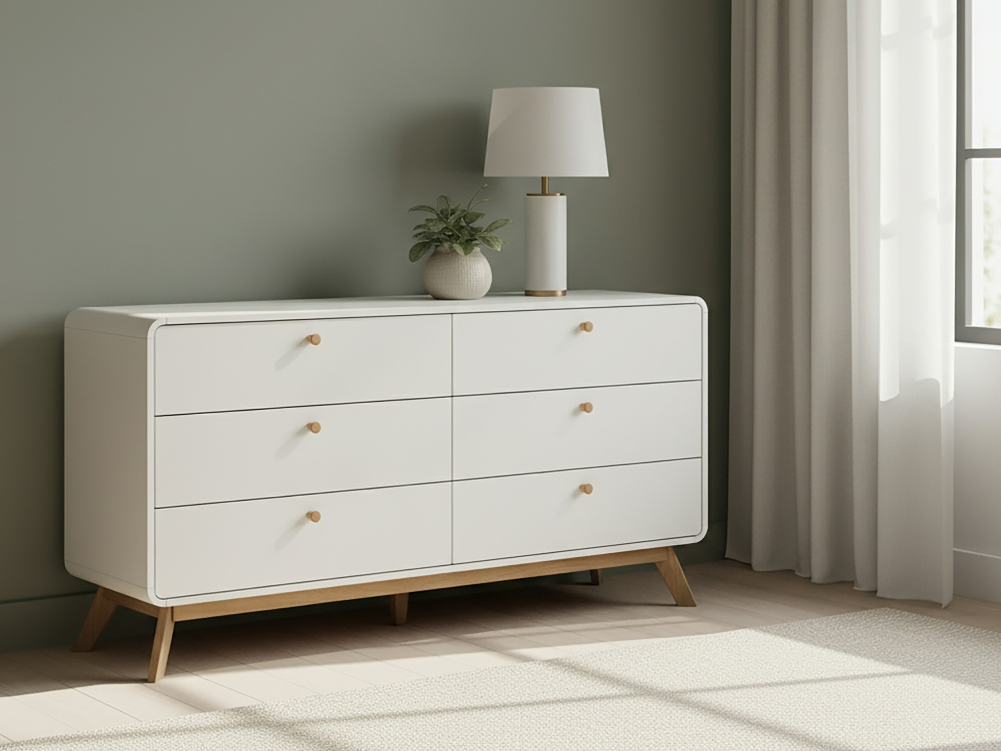 Cómoda Elbtena 101 (Blanco + Roble)