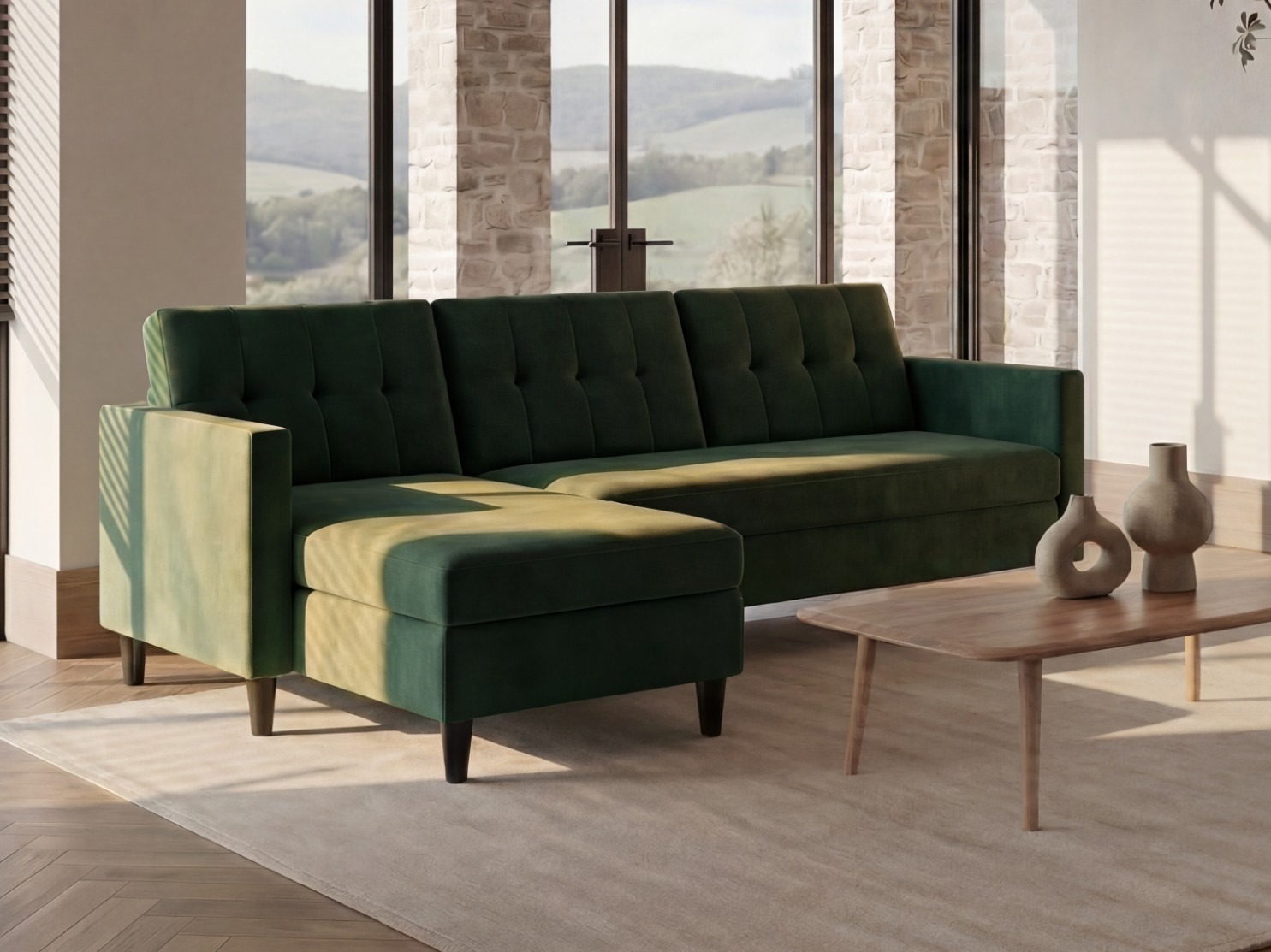 Sofá rinconero Tulsa 538 (Verde)