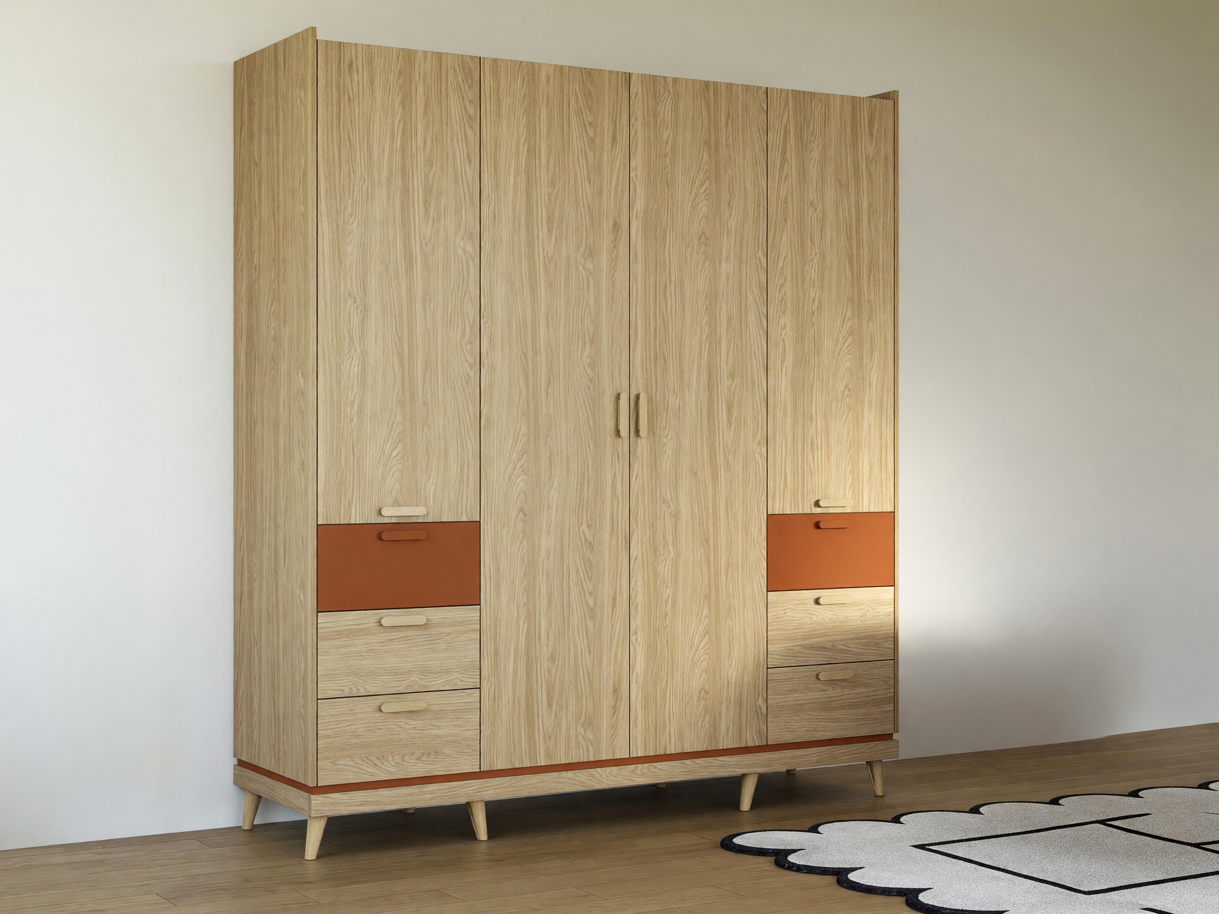 Armario Fertalu 100 (Roble + Naranja)