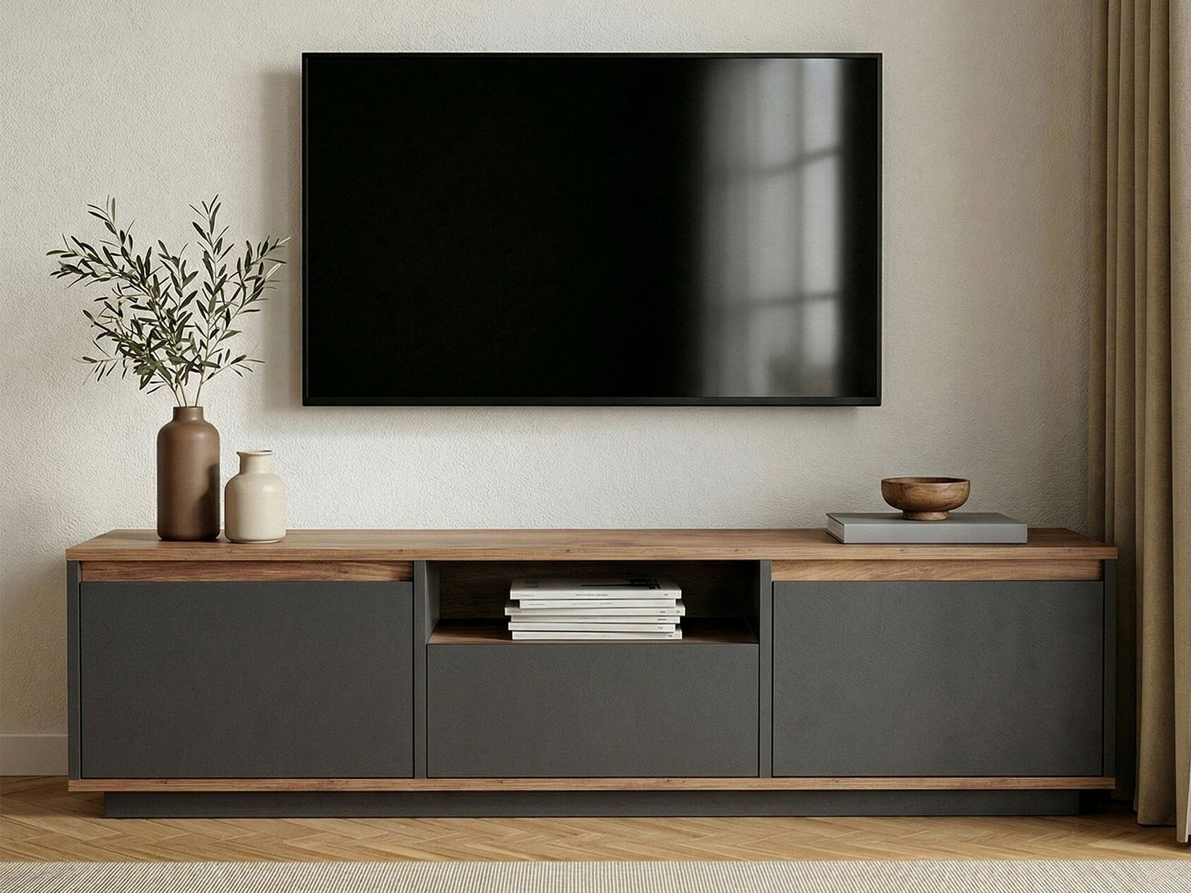 Mueble TV Novato 167 (Antracita + Pino)