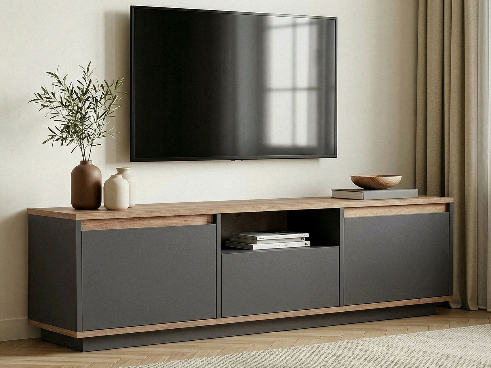 Mueble TV Novato 167 (Antracita + Pino)