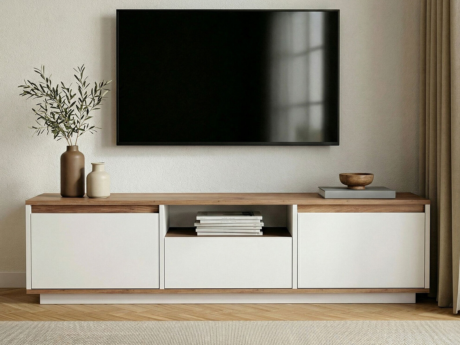 Mueble TV Novato 167 (Blanco + Pino)