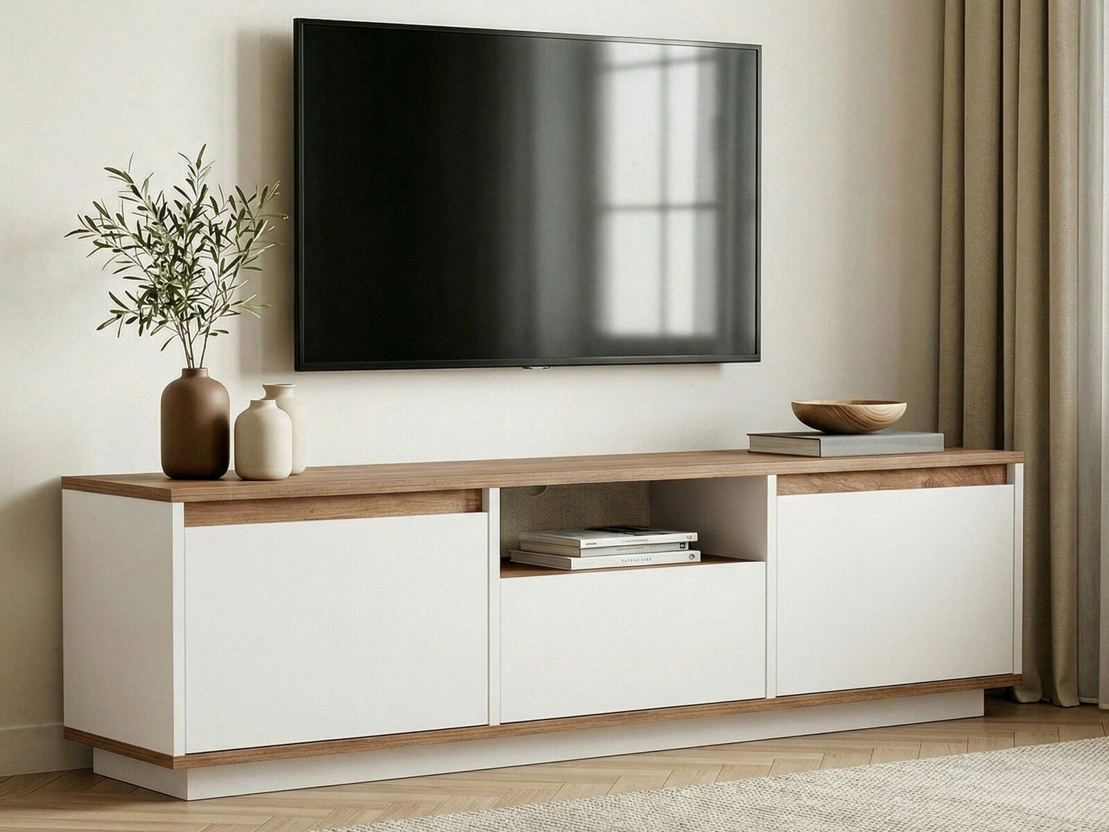 Mueble TV Novato 167 (Blanco + Pino)
