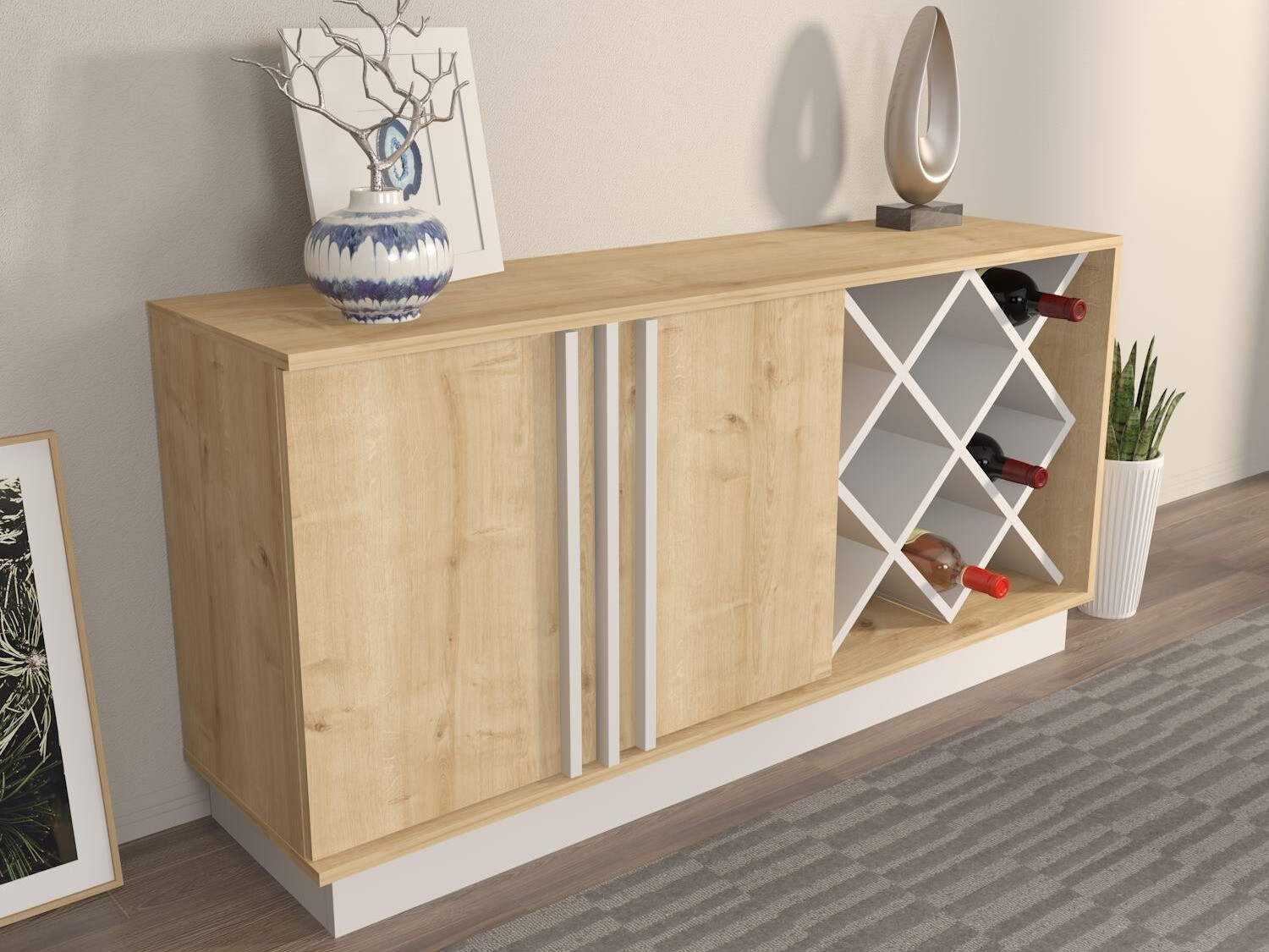 Aparador Kailua 2760 (Blanco + Roble claro)