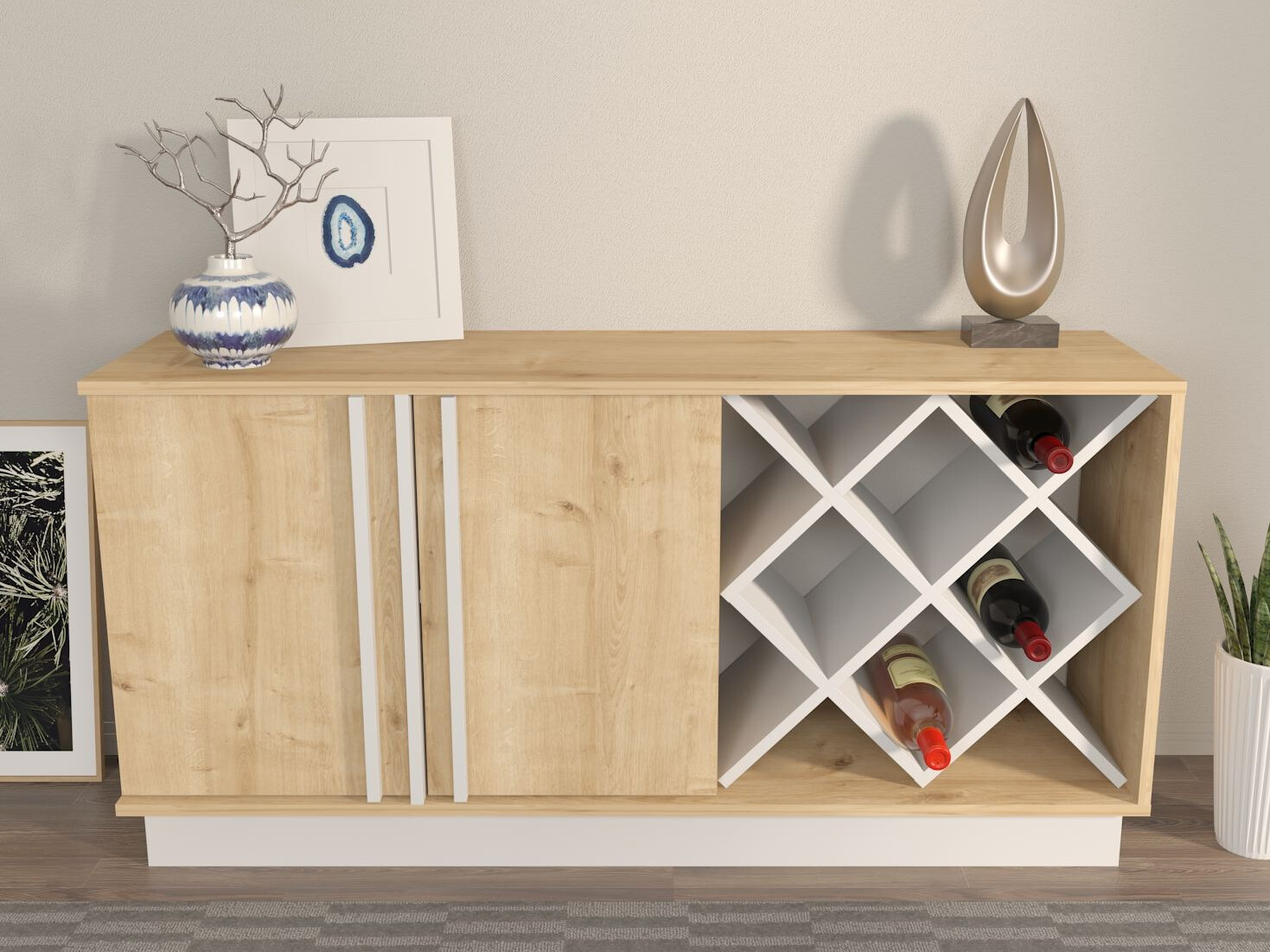 Aparador Kailua 2760 (Blanco + Roble claro)