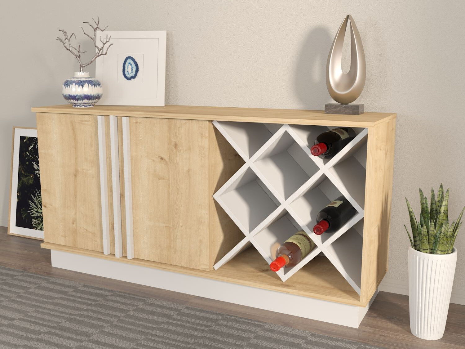 Aparador Kailua 2760 (Blanco + Roble claro)
