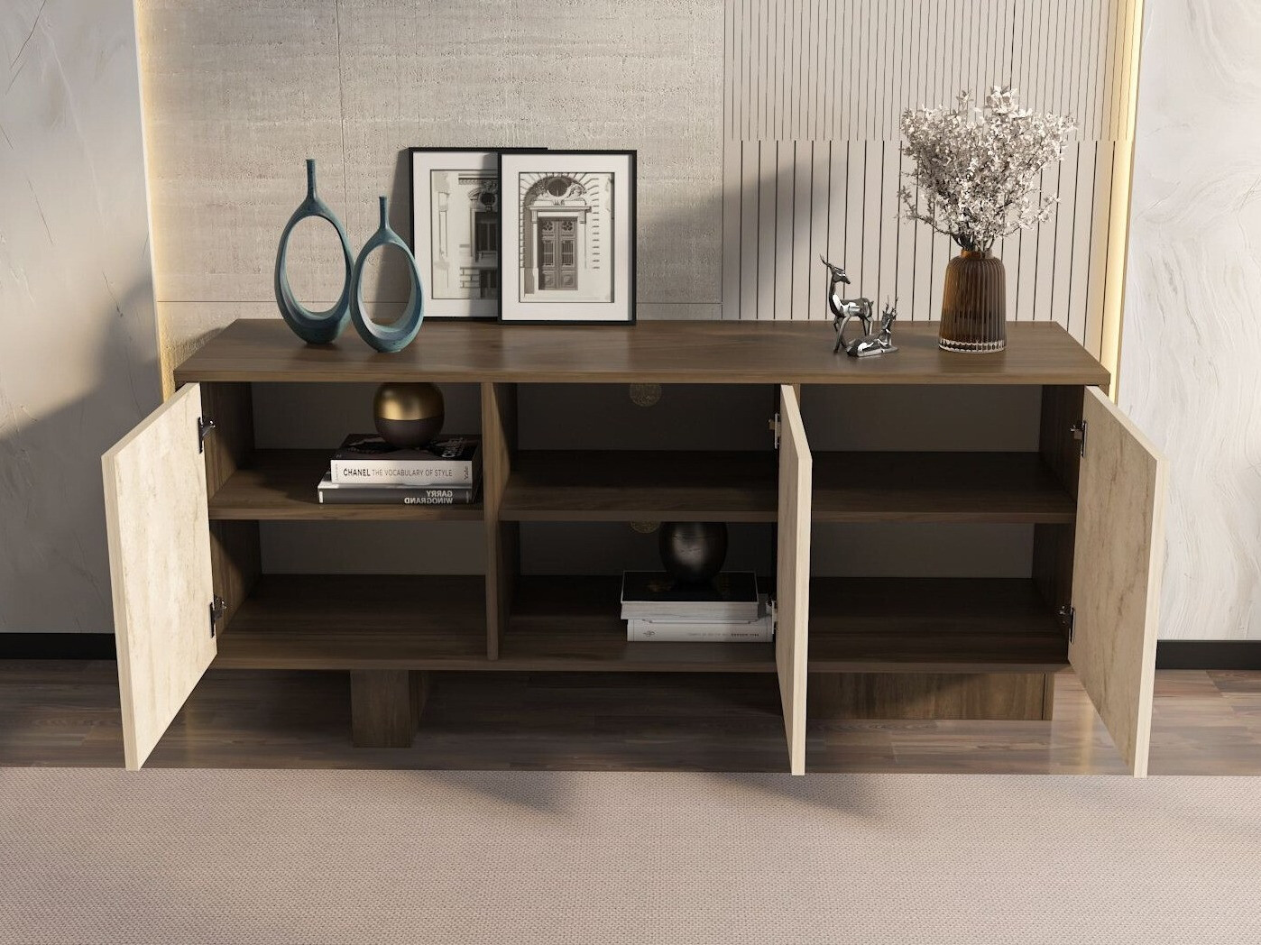 Aparador Kailua 2761 (Nogal + Claro Travertine)