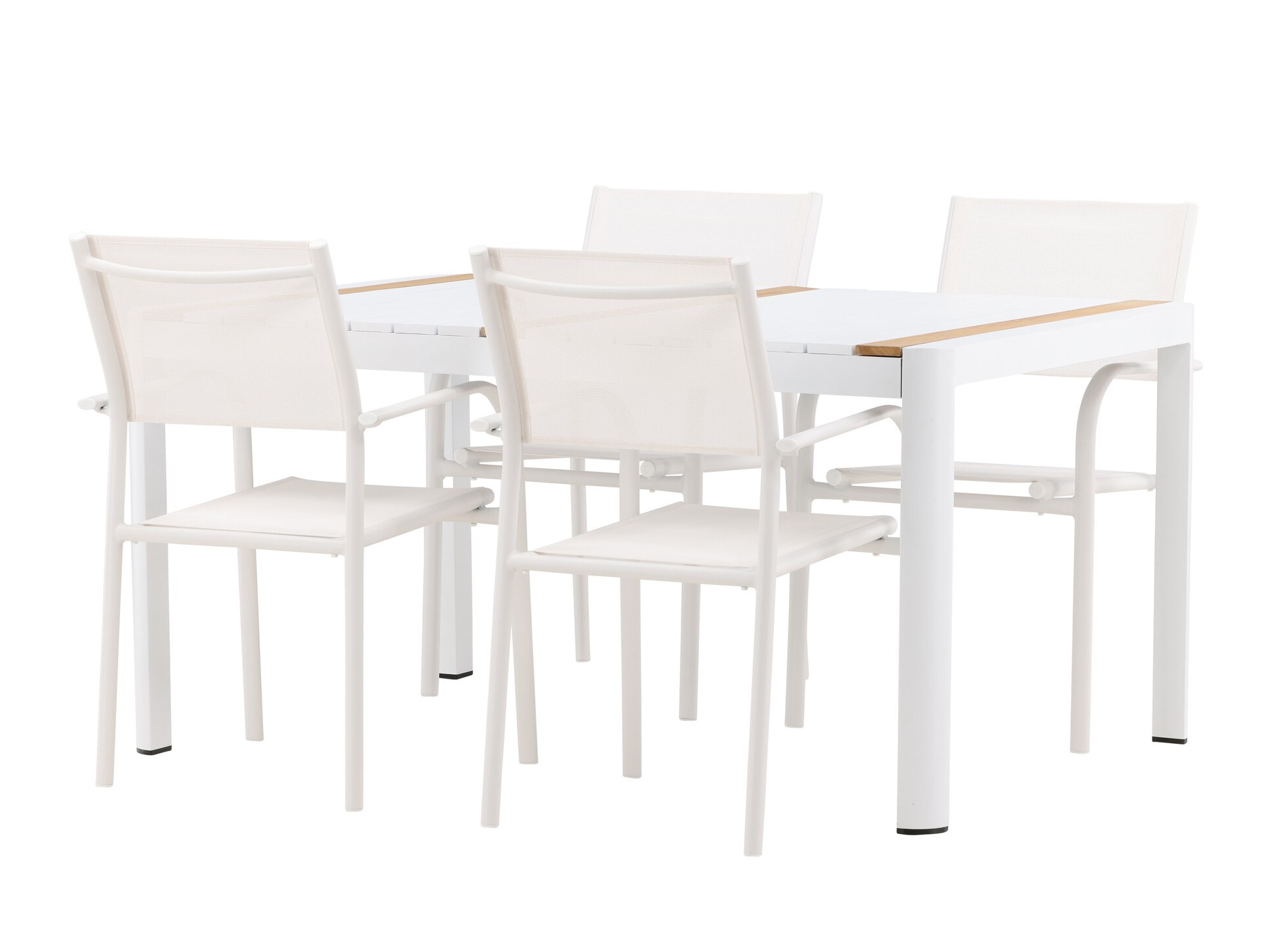 Conjunto de mesa y sillas Dallas 5318 (Blanco + Teca)