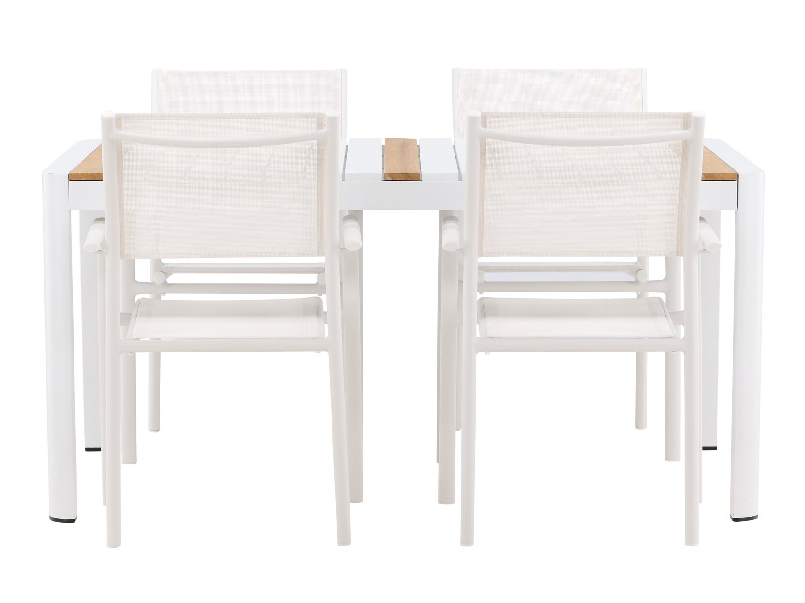 Conjunto de mesa y sillas Dallas 5318 (Blanco + Teca)