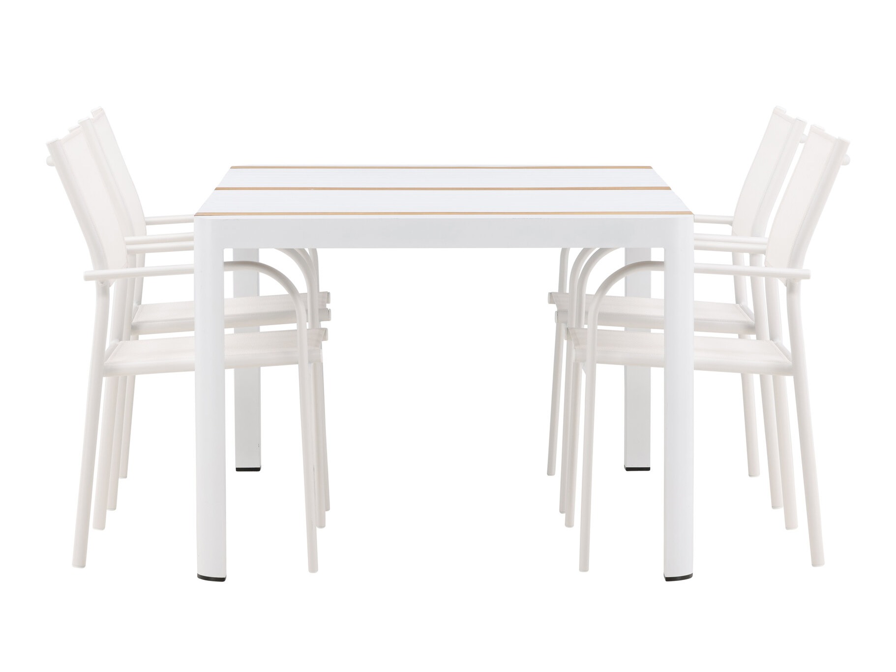 Conjunto de mesa y sillas Dallas 5318 (Blanco + Teca)