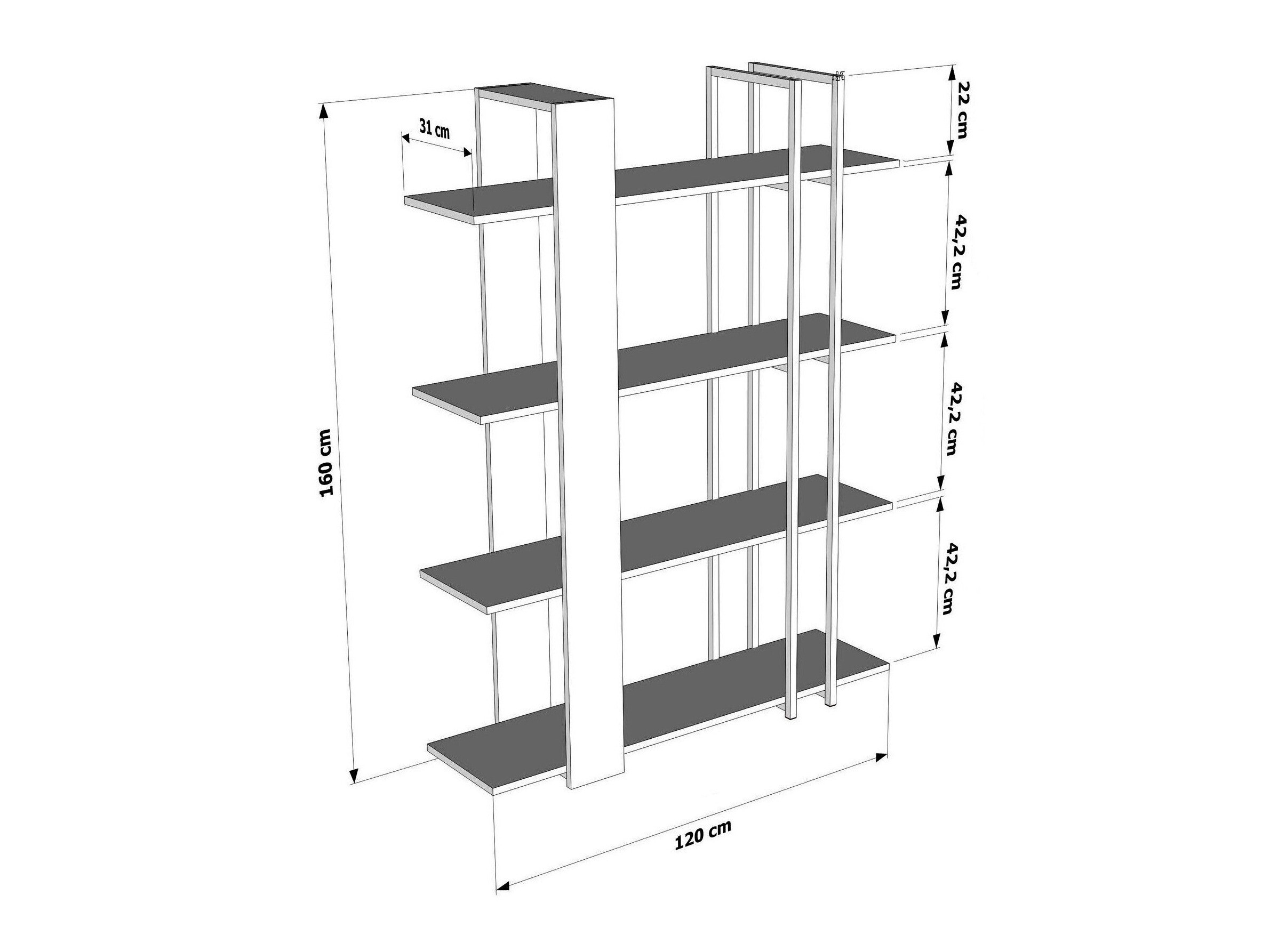 Estantería Kailua 2763 (Negro + Roble claro)