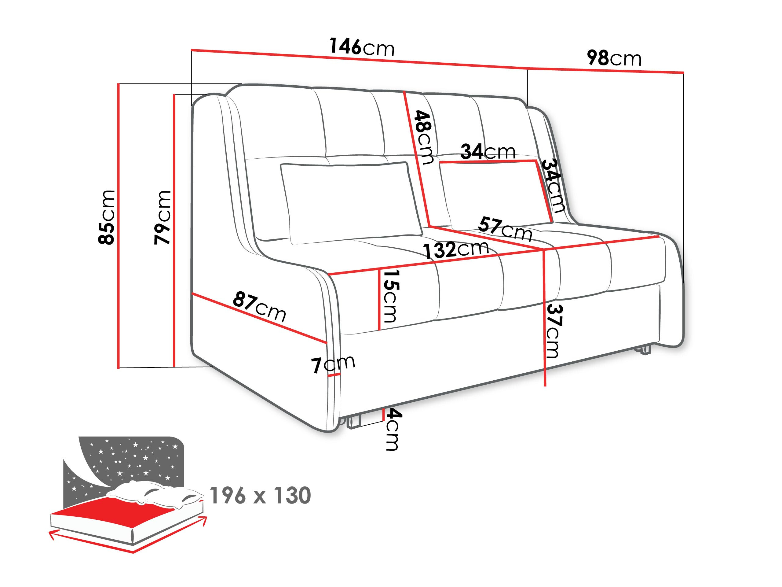 Sofá cama Columbus 256 (Sereno 681)