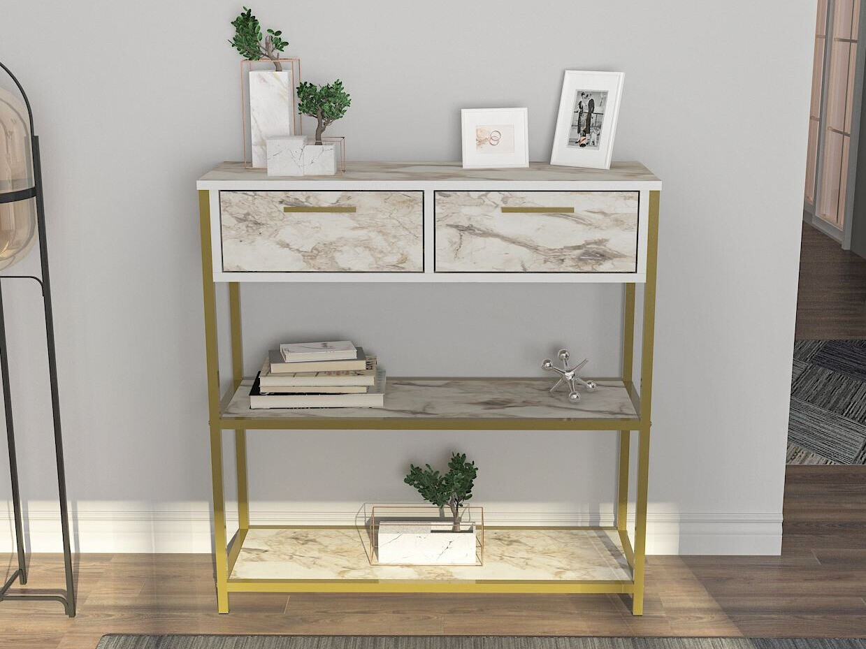 Consola Kailua 2765 (Dorado + Mármol marrón)