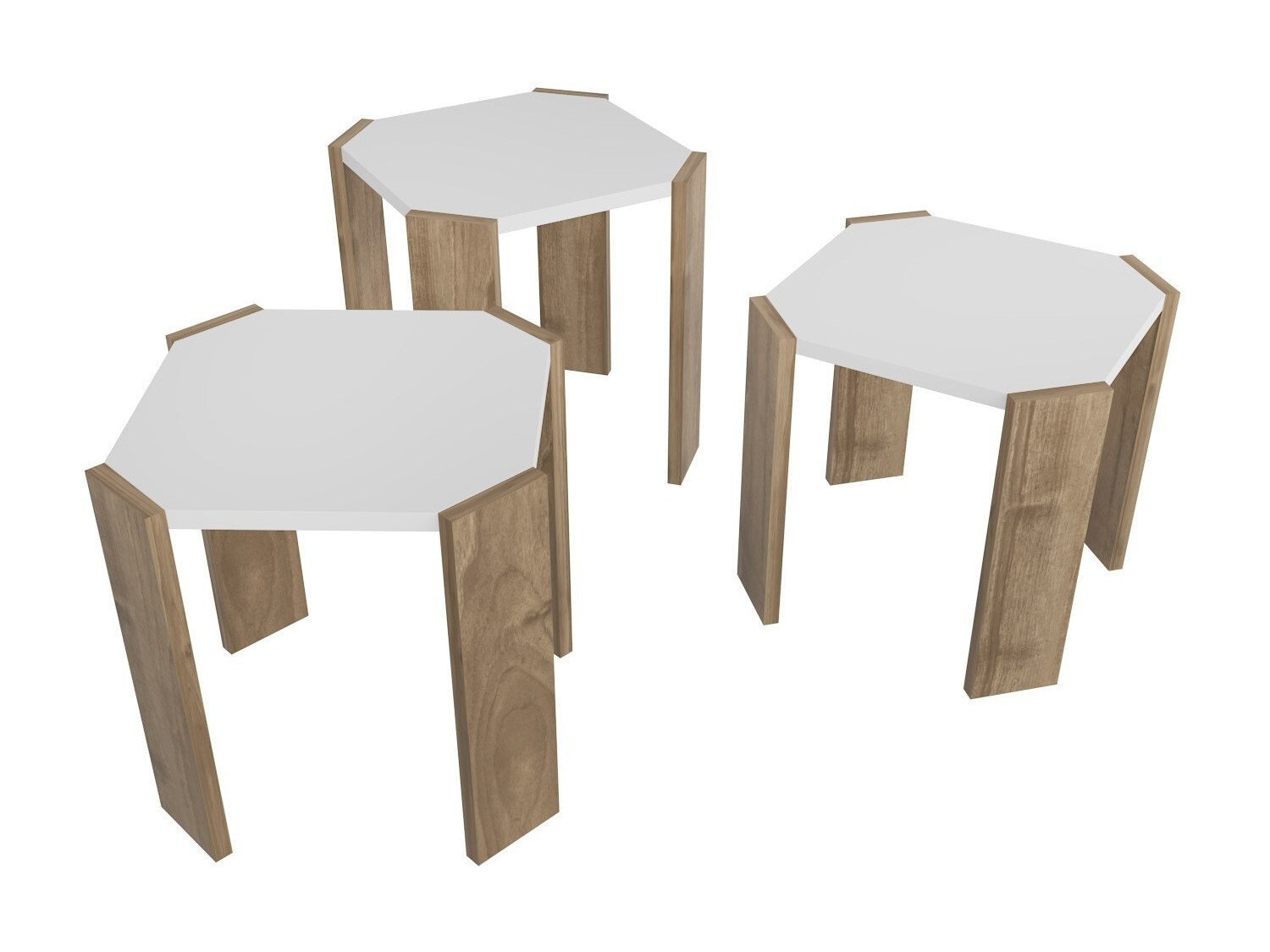 Conjunto mesa de centro Kailua 2770 (Blanco + Nogal claro)