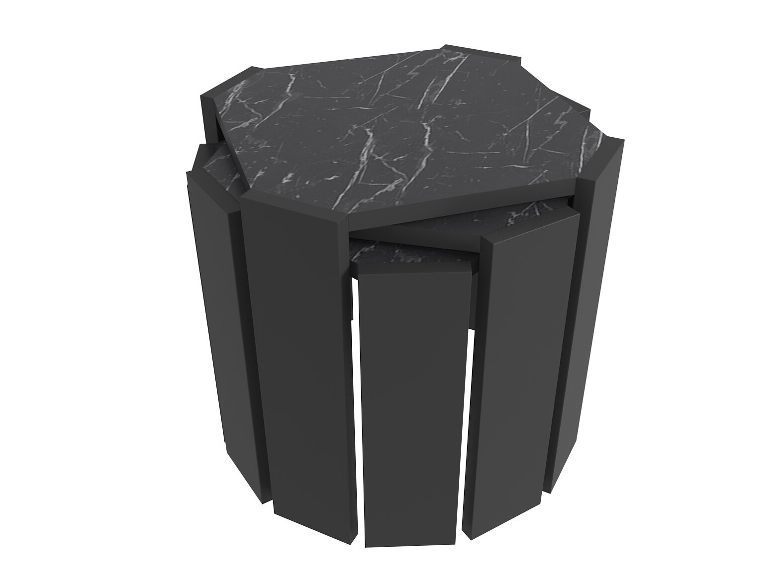 Conjunto mesa de centro Kailua 2770 (Negro + Mármol negro)