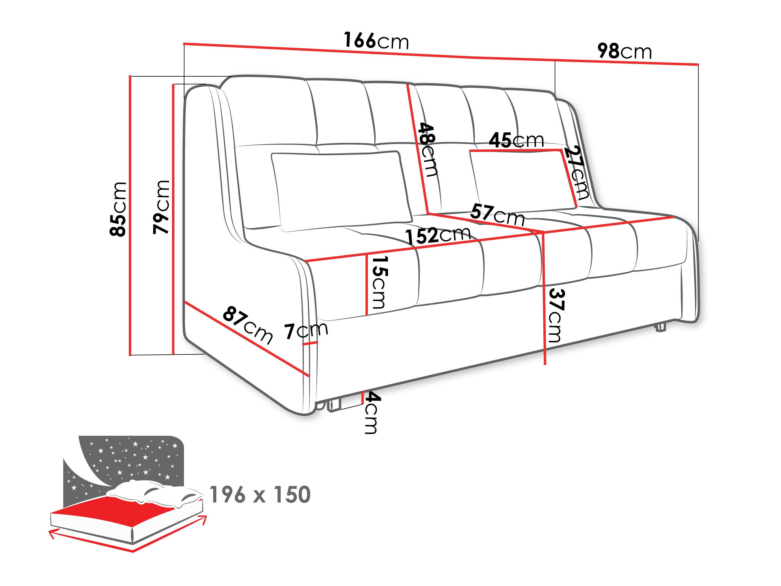 Sofá cama Columbus 257 (Sereno 681)