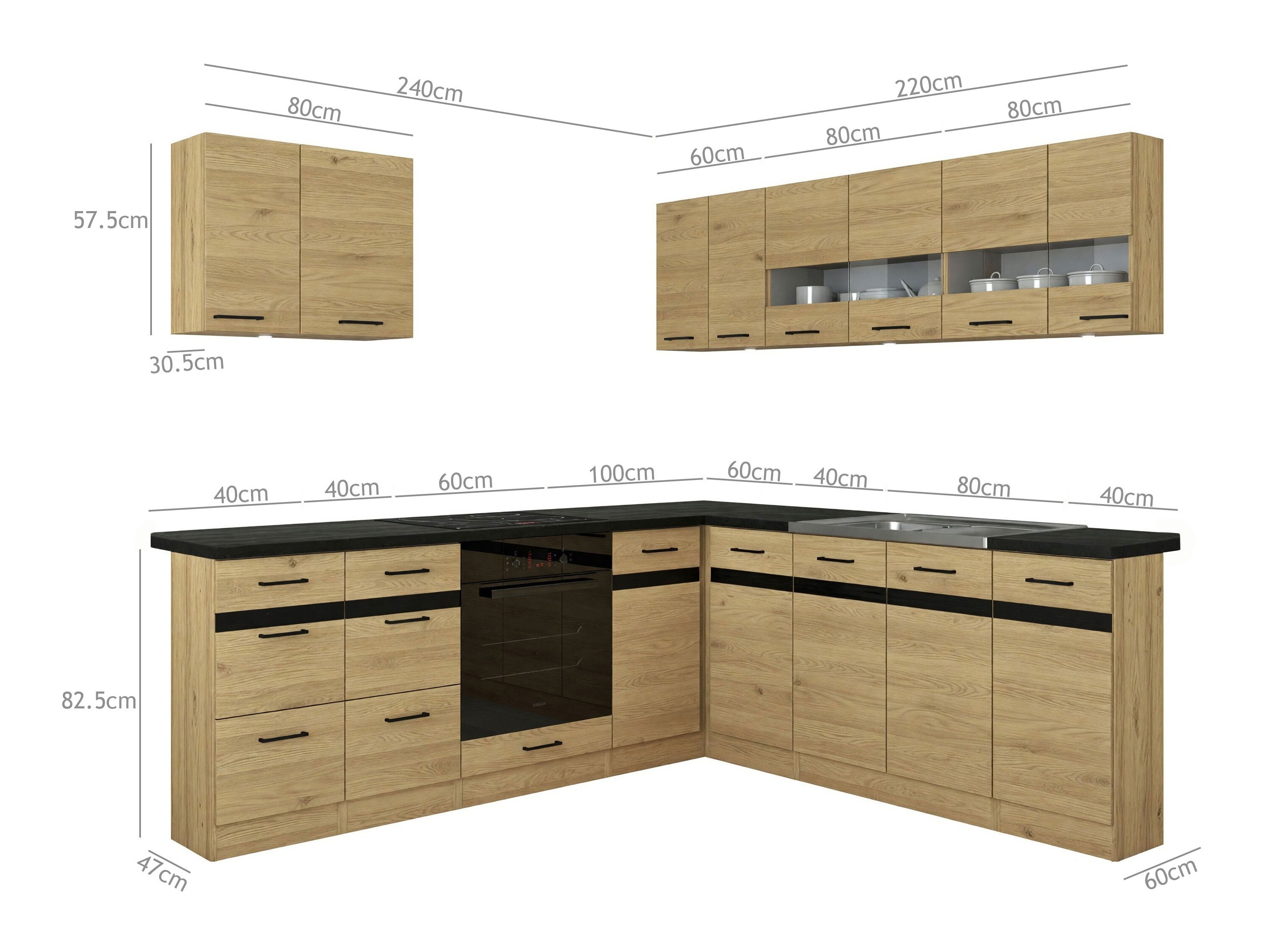 Conjunto de cocina modular Classic Grey Oak 121