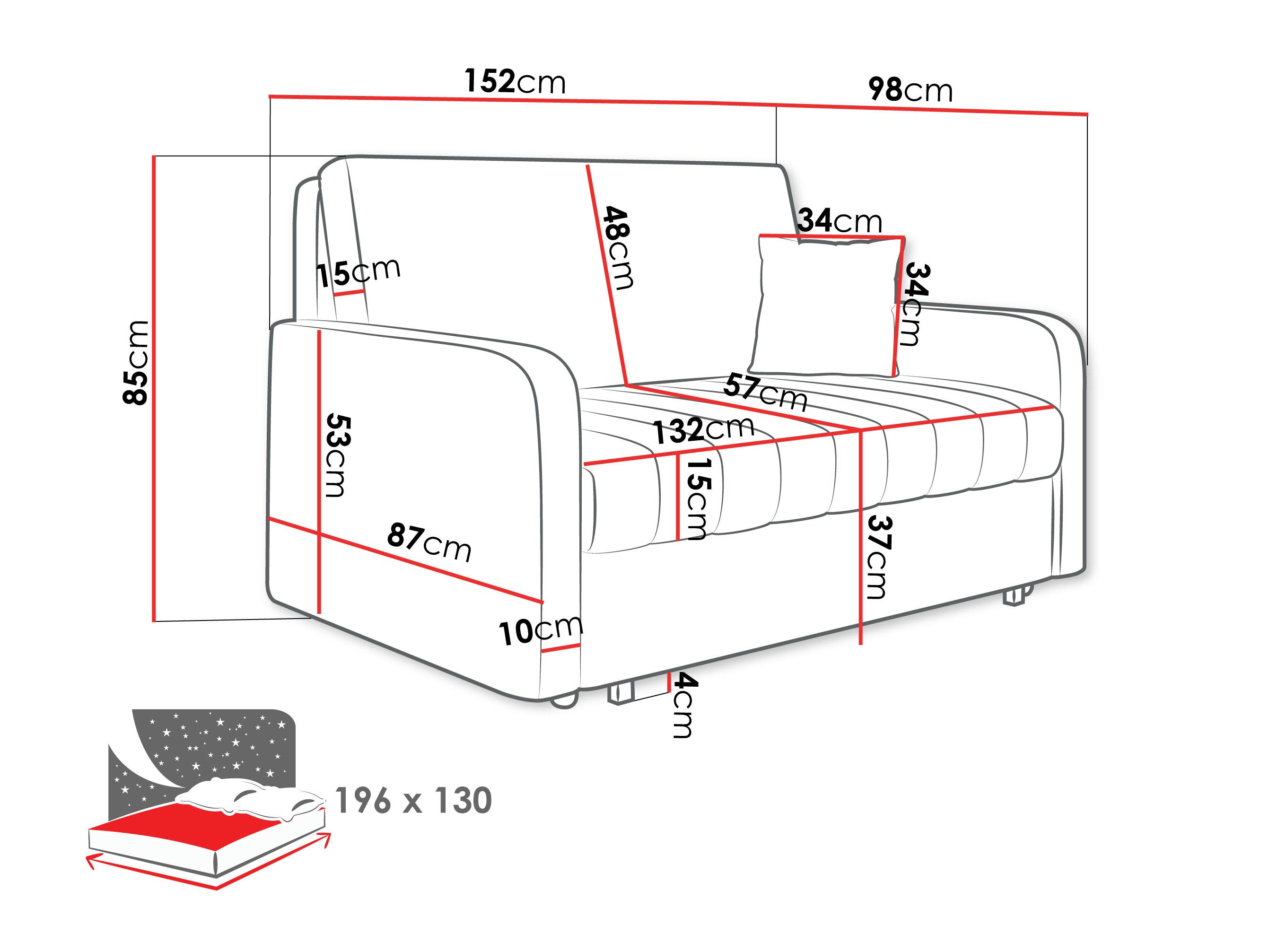 Sofá cama Columbus 260 (Polo 872)
