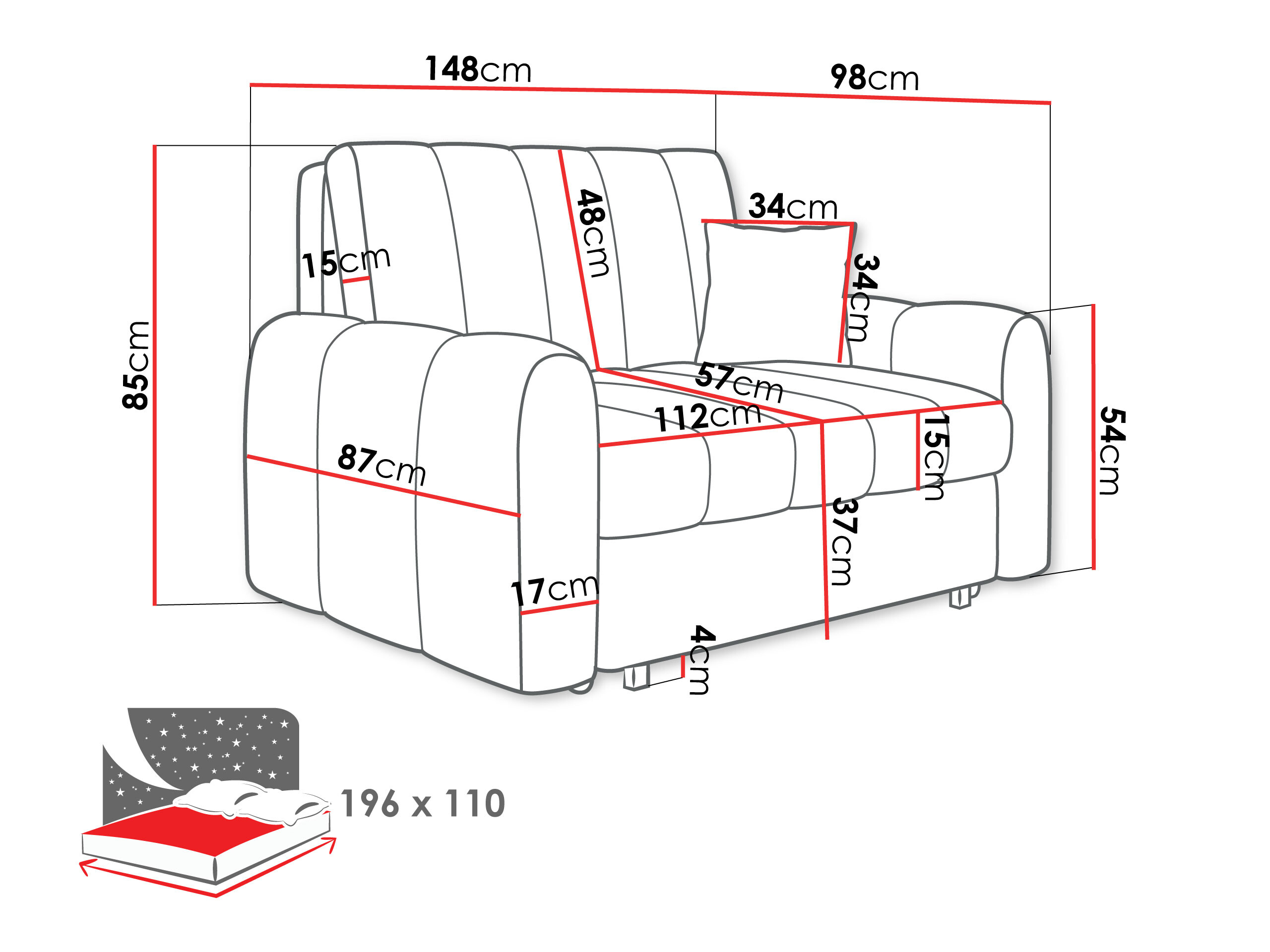 Sofá cama Columbus 263 (Lumo 30)