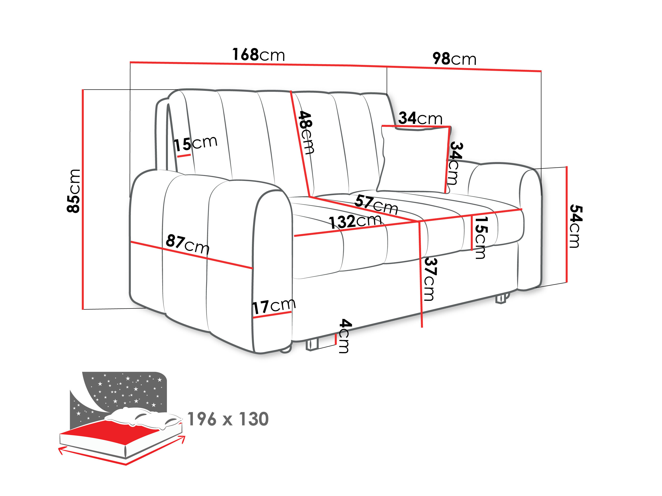 Sofá cama Columbus 264 (Lumo 30)
